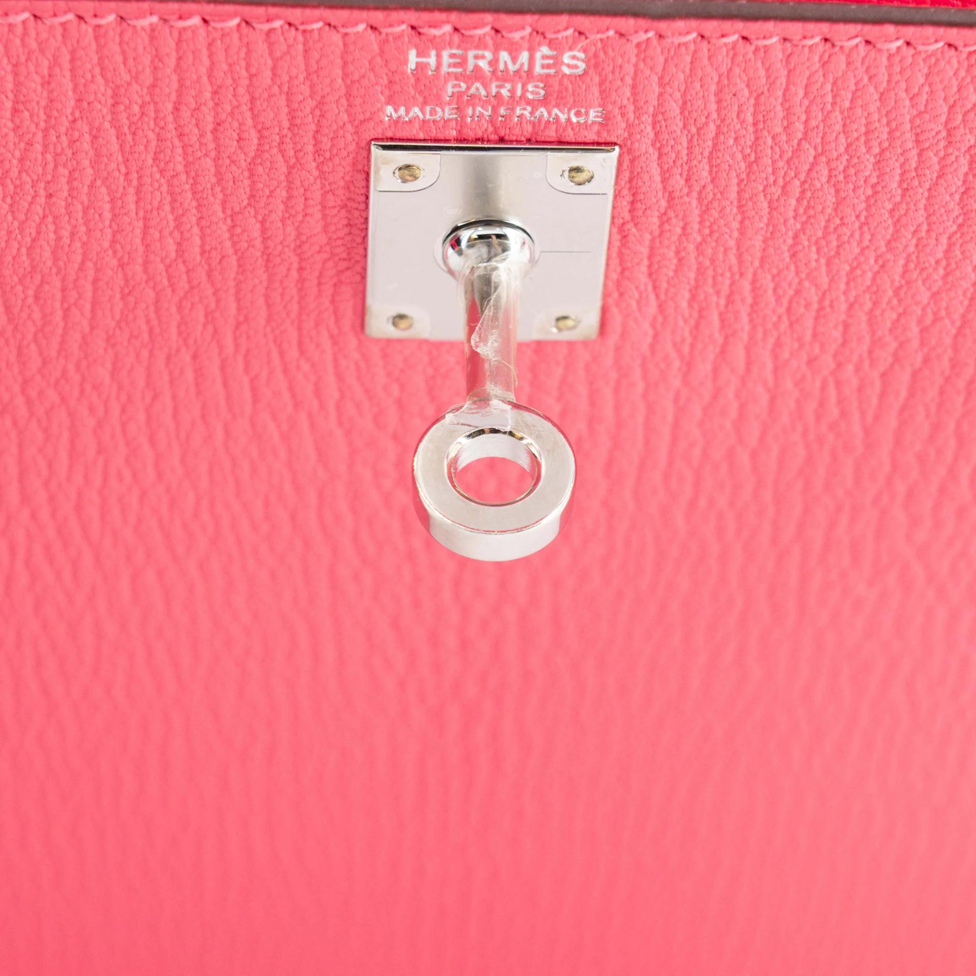 Unused ( Rank NS ) HERMÈS Kelly 25 Sellier Rose Lipstick (U5) Chevre Palladium hardware Y (2020) - 16