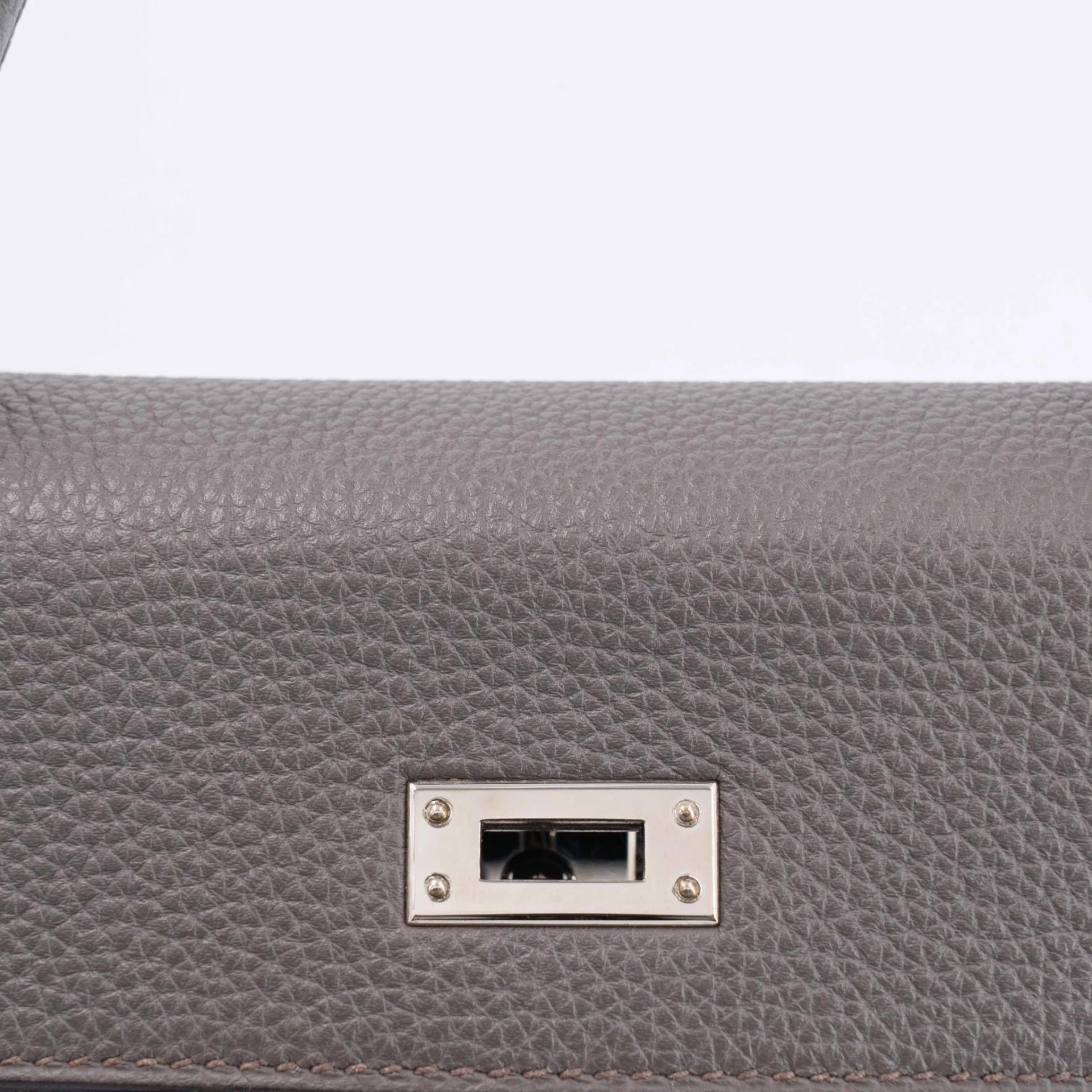 ランク A HERMÈS エルメス ケリー25 エタン (8F) トゴ シルバー金具 C刻印 (2018) - 13