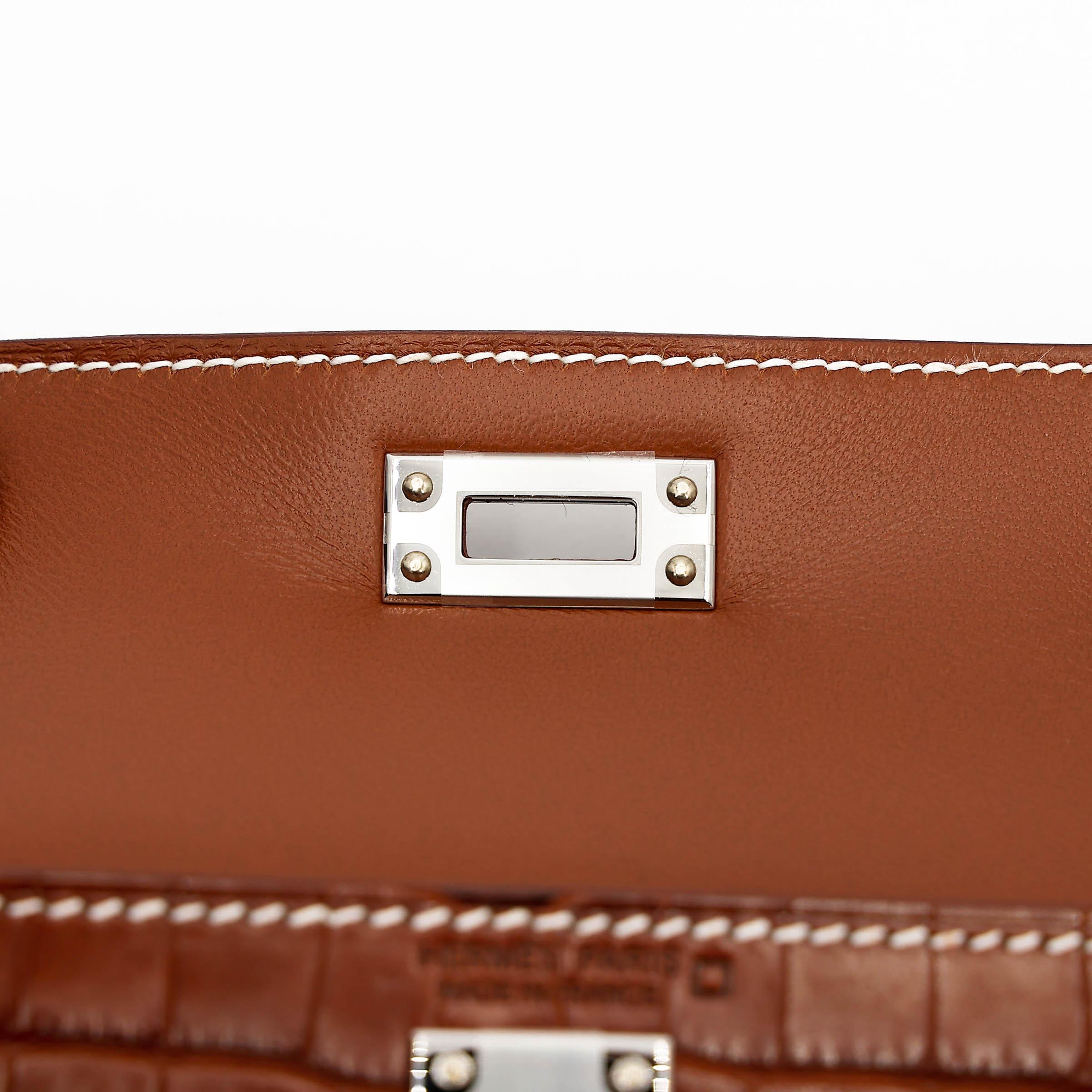 Brand New ( Rank N ) HERMÈS Mini Kelly II Fauve (34) Matte Alligator Barenia Palladium hardware K (2025) - 11