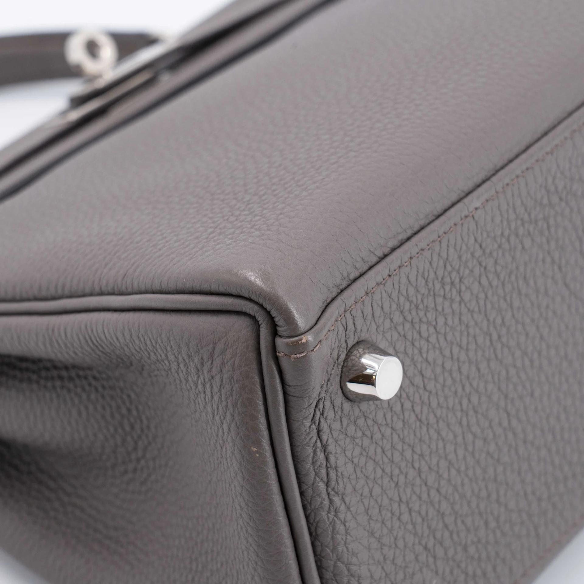 ランク A HERMÈS エルメス ケリー25 エタン (8F) トゴ シルバー金具 C刻印 (2018) - 8