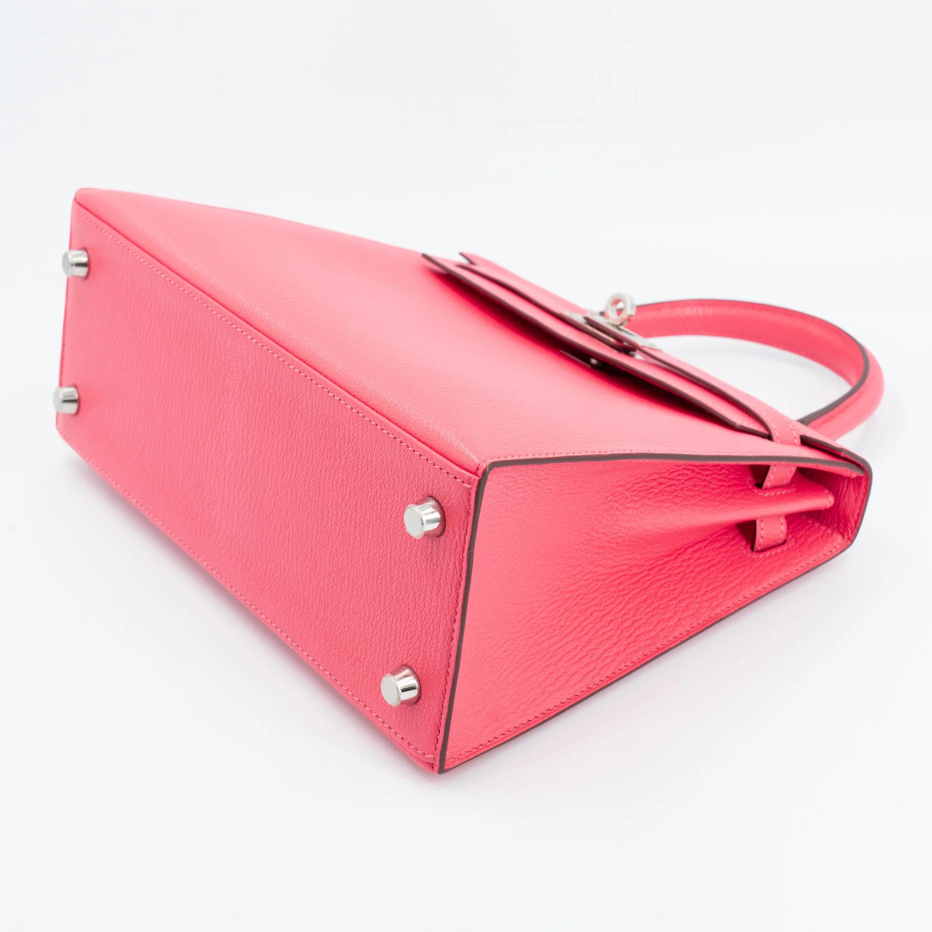 Unused ( Rank NS ) HERMÈS Kelly 25 Sellier Rose Lipstick (U5) Chevre Palladium hardware Y (2020) - 6