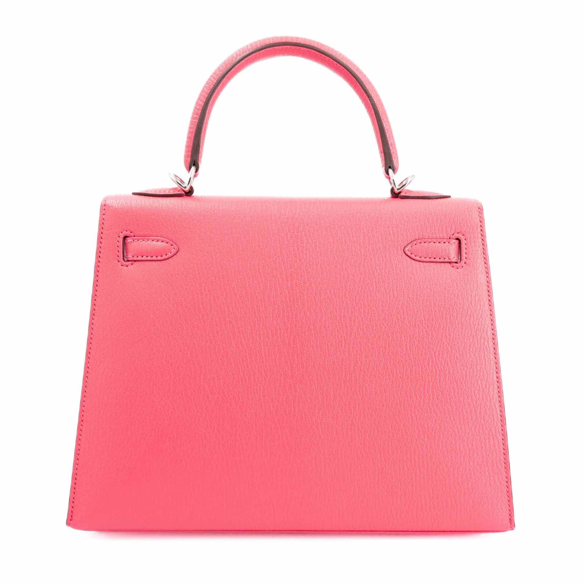 Unused ( Rank NS ) HERMÈS Kelly 25 Sellier Rose Lipstick (U5) Chevre Palladium hardware Y (2020) - 2