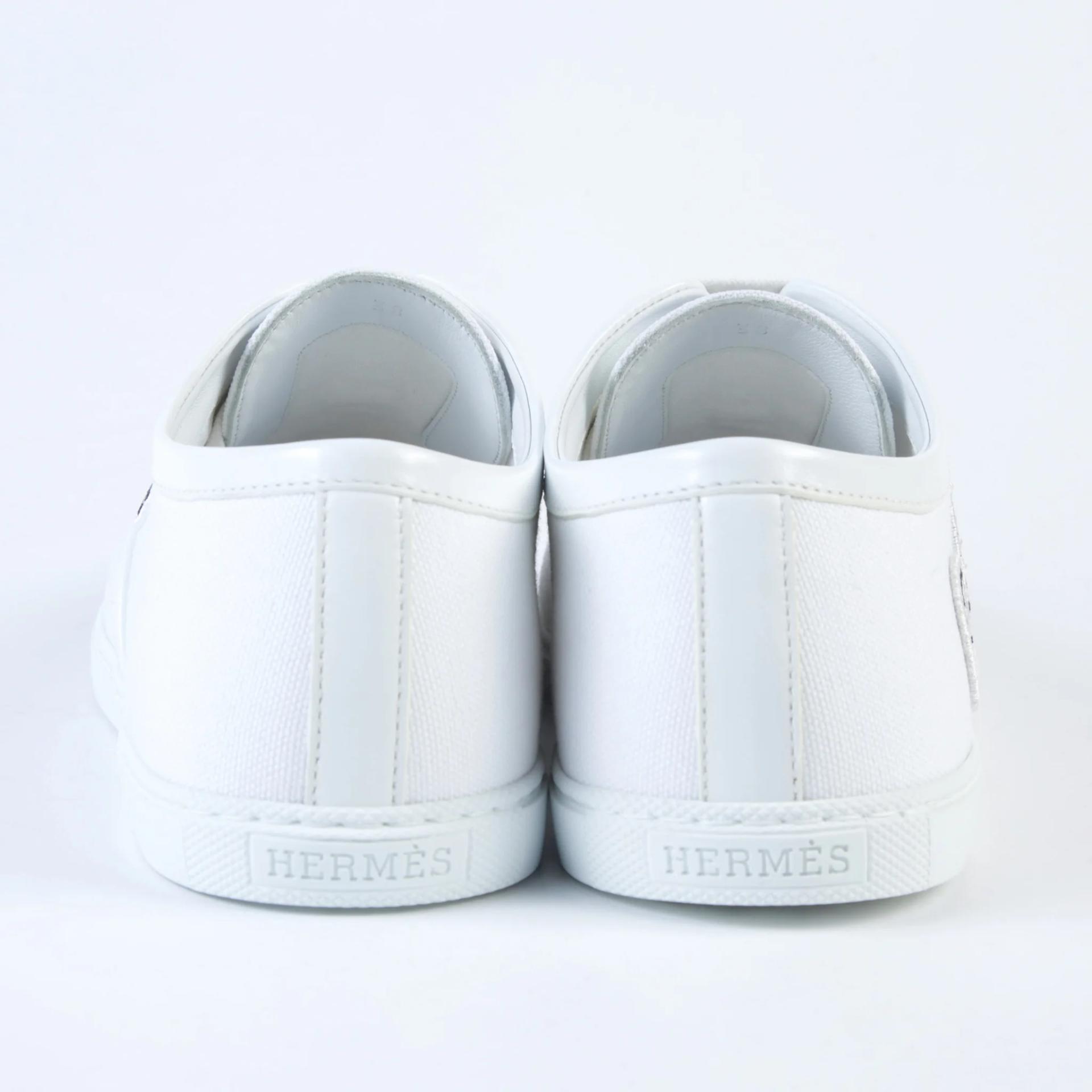 Unused ( Rank NS ) HERMÈS Innocent sneakers White Canvas Leather - 3