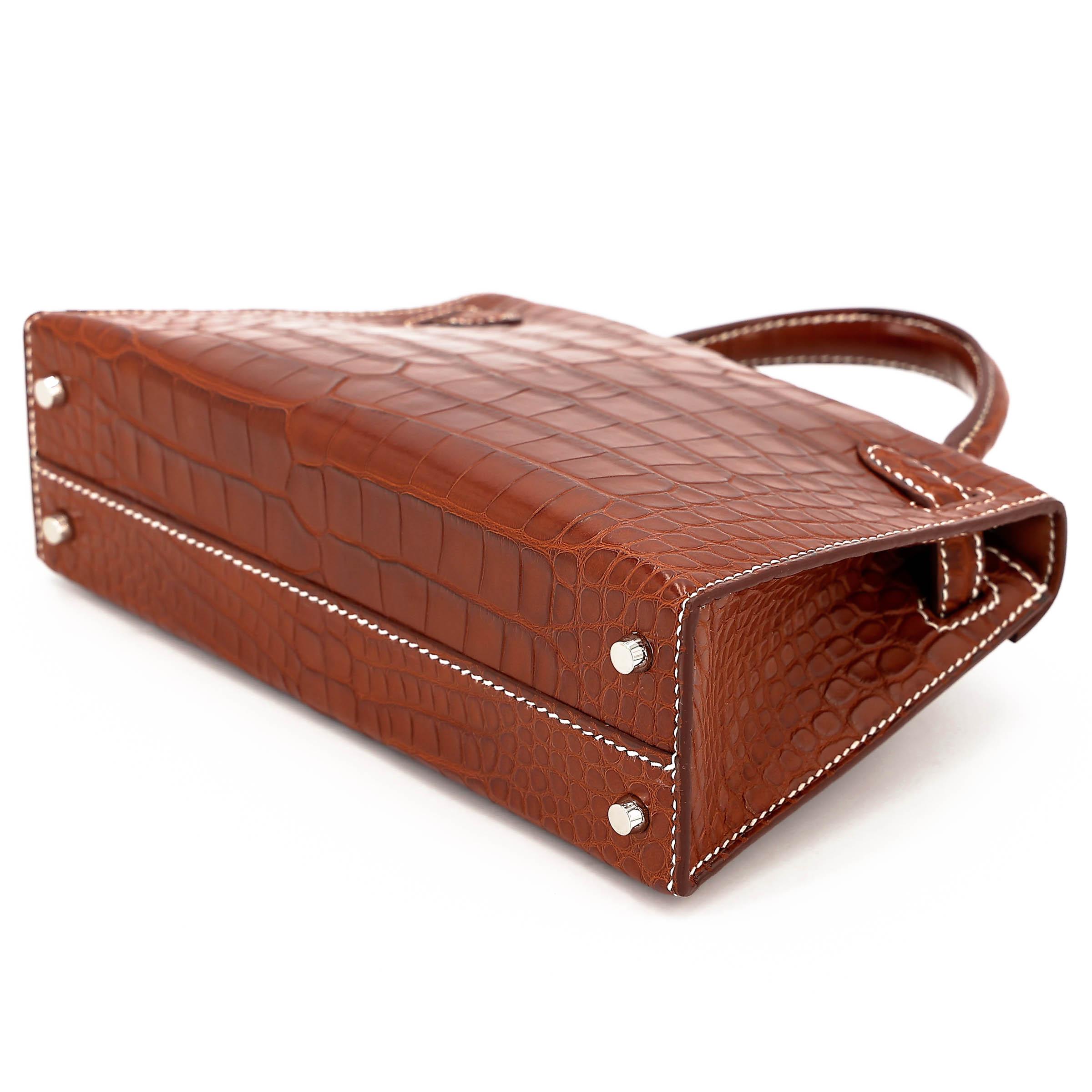 Brand New ( Rank N ) HERMÈS Mini Kelly II Fauve (34) Matte Alligator Barenia Palladium hardware K (2025) - 6
