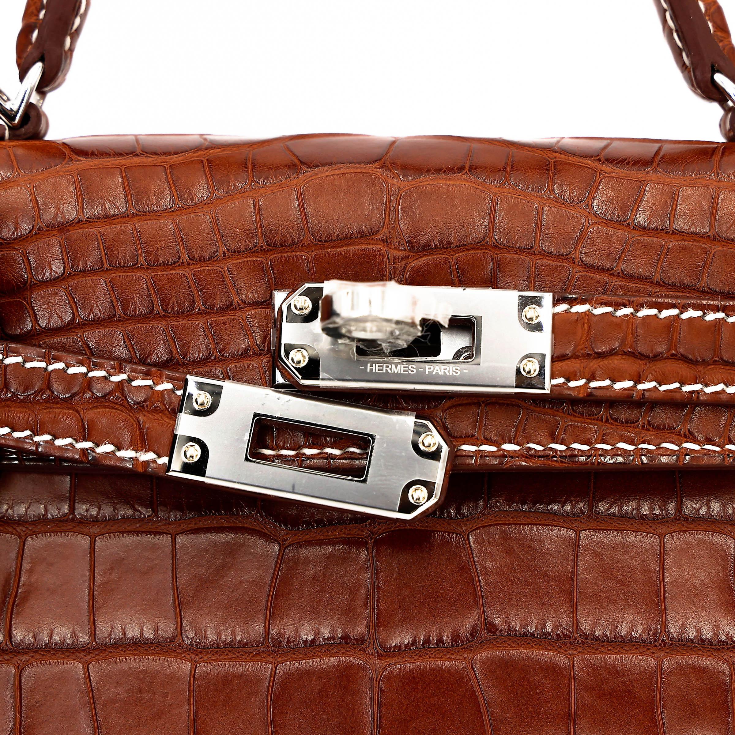 Brand New ( Rank N ) HERMÈS Mini Kelly II Fauve (34) Matte Alligator Barenia Palladium hardware K (2025) - 8