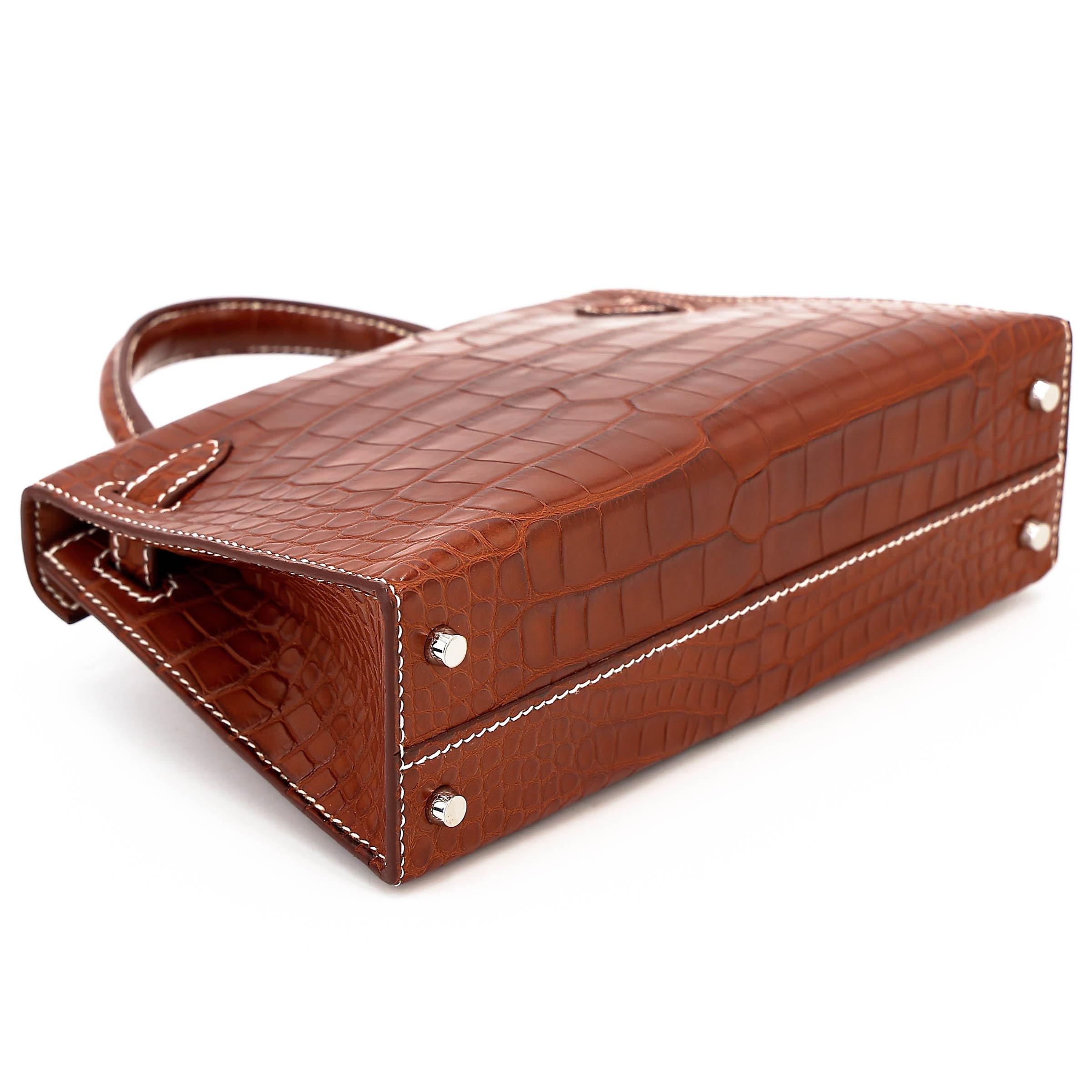 Brand New ( Rank N ) HERMÈS Mini Kelly II Fauve (34) Matte Alligator Barenia Palladium hardware K (2025) - 7