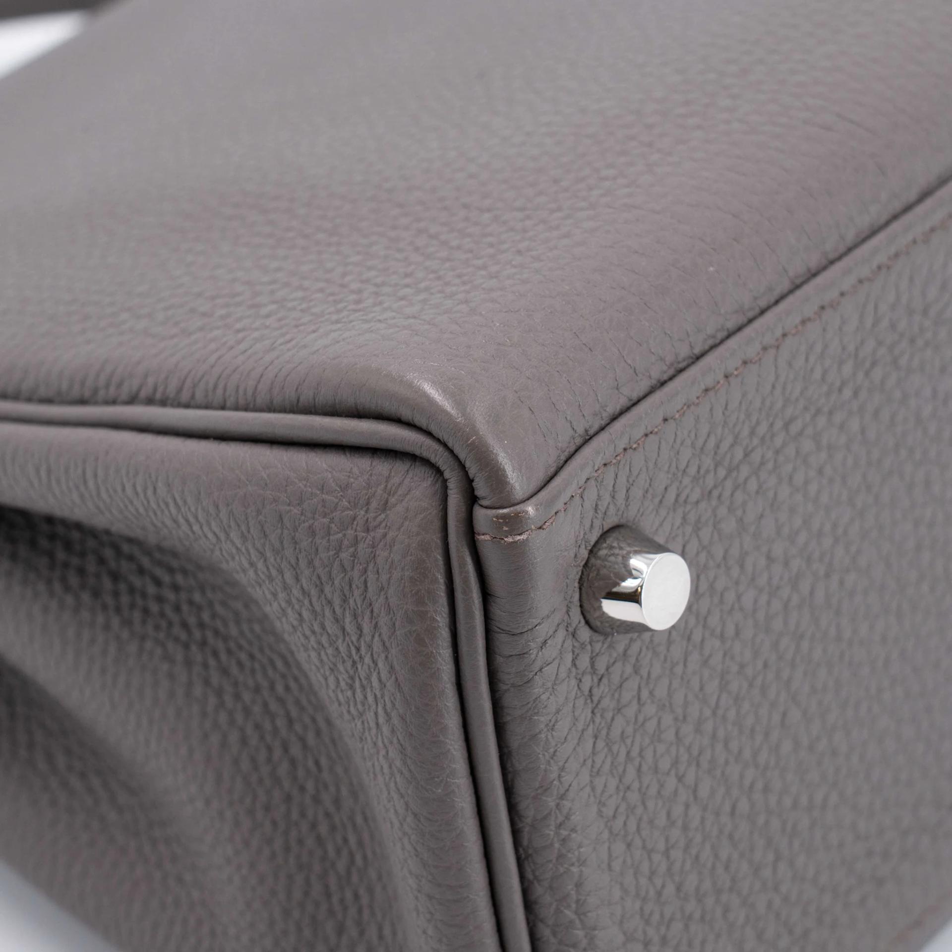 ランク A HERMÈS エルメス ケリー25 エタン (8F) トゴ シルバー金具 C刻印 (2018) - 11