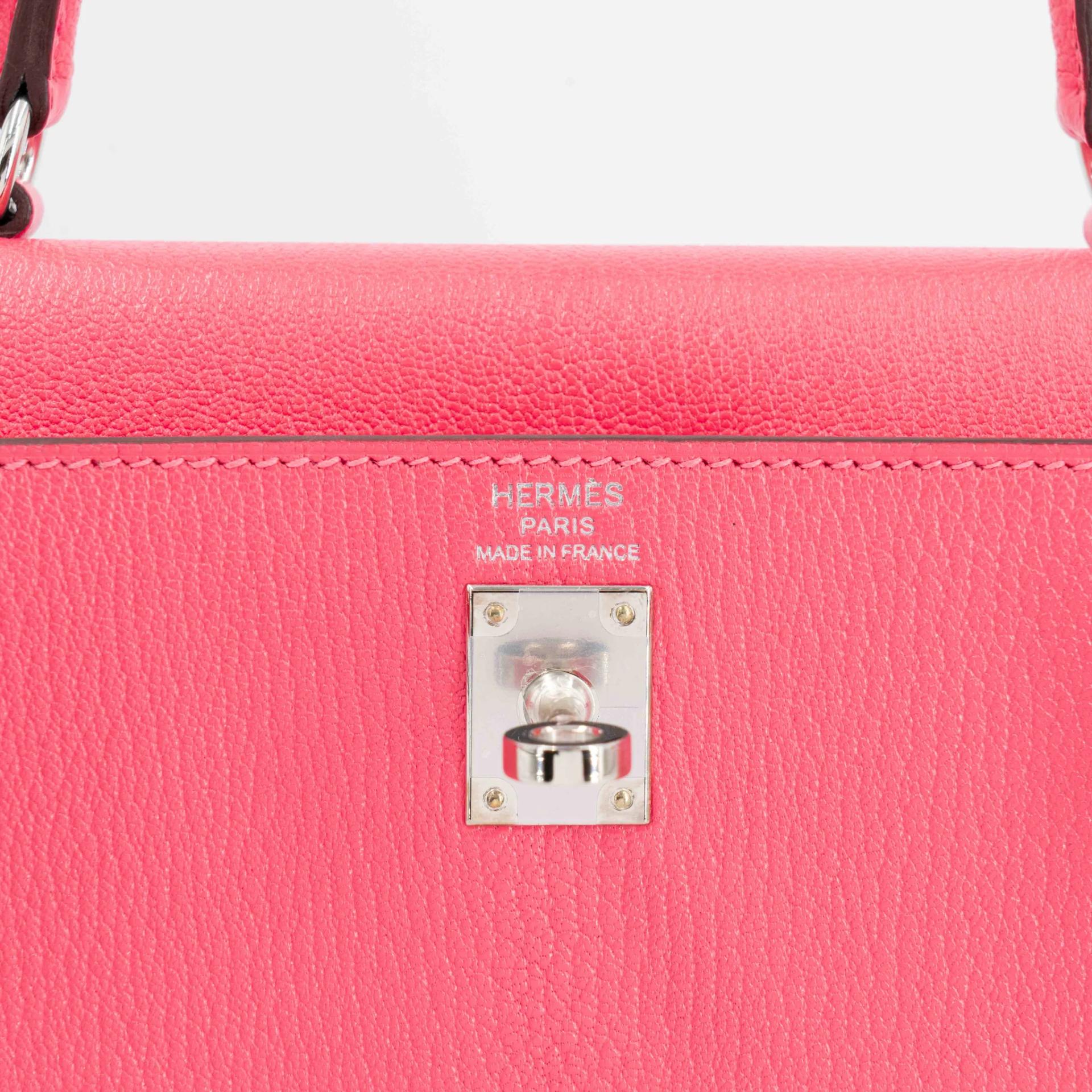 Unused ( Rank NS ) HERMÈS Kelly 25 Sellier Rose Lipstick (U5) Chevre Palladium hardware Y (2020) - 15