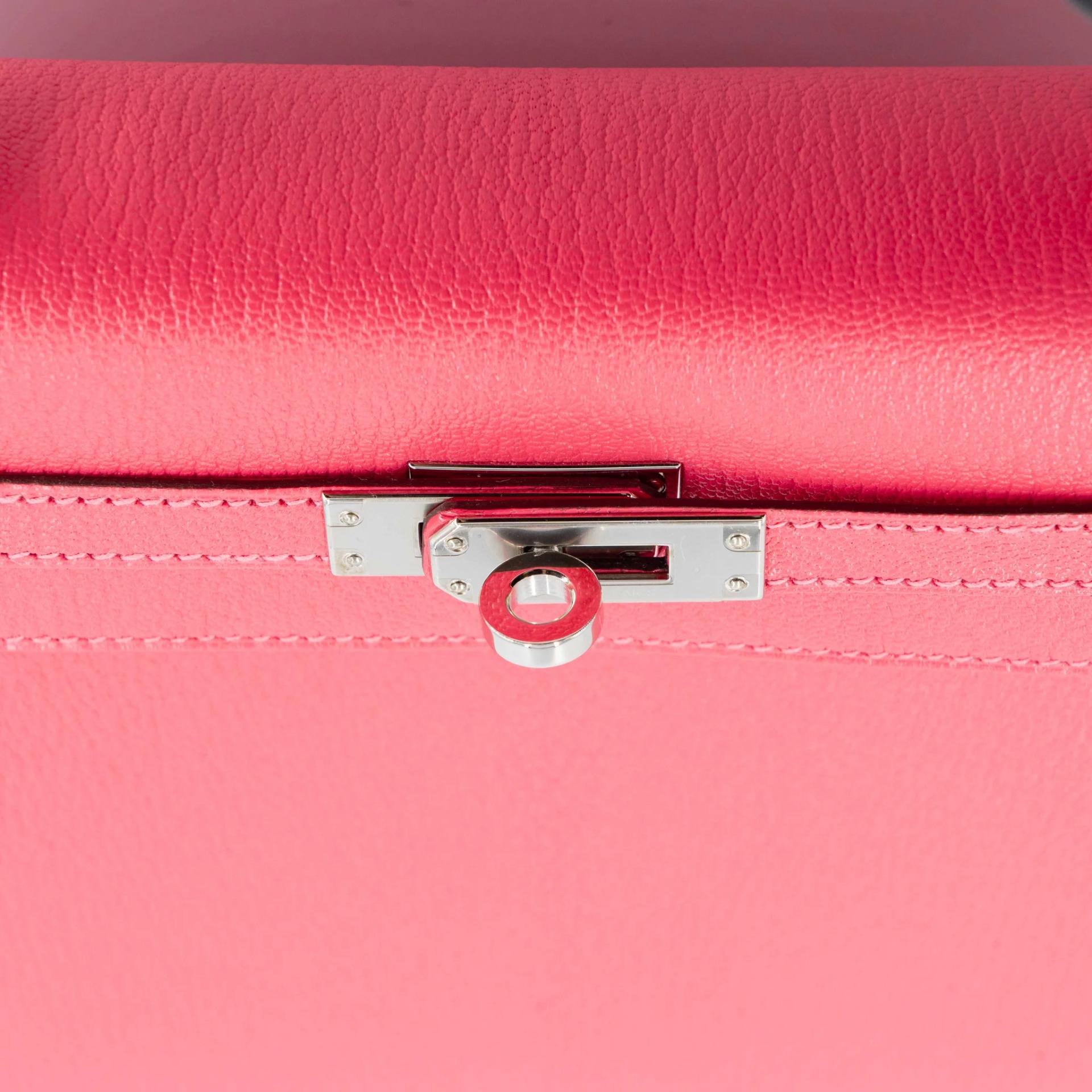 Unused ( Rank NS ) HERMÈS Kelly 25 Sellier Rose Lipstick (U5) Chevre Palladium hardware Y (2020) - 4