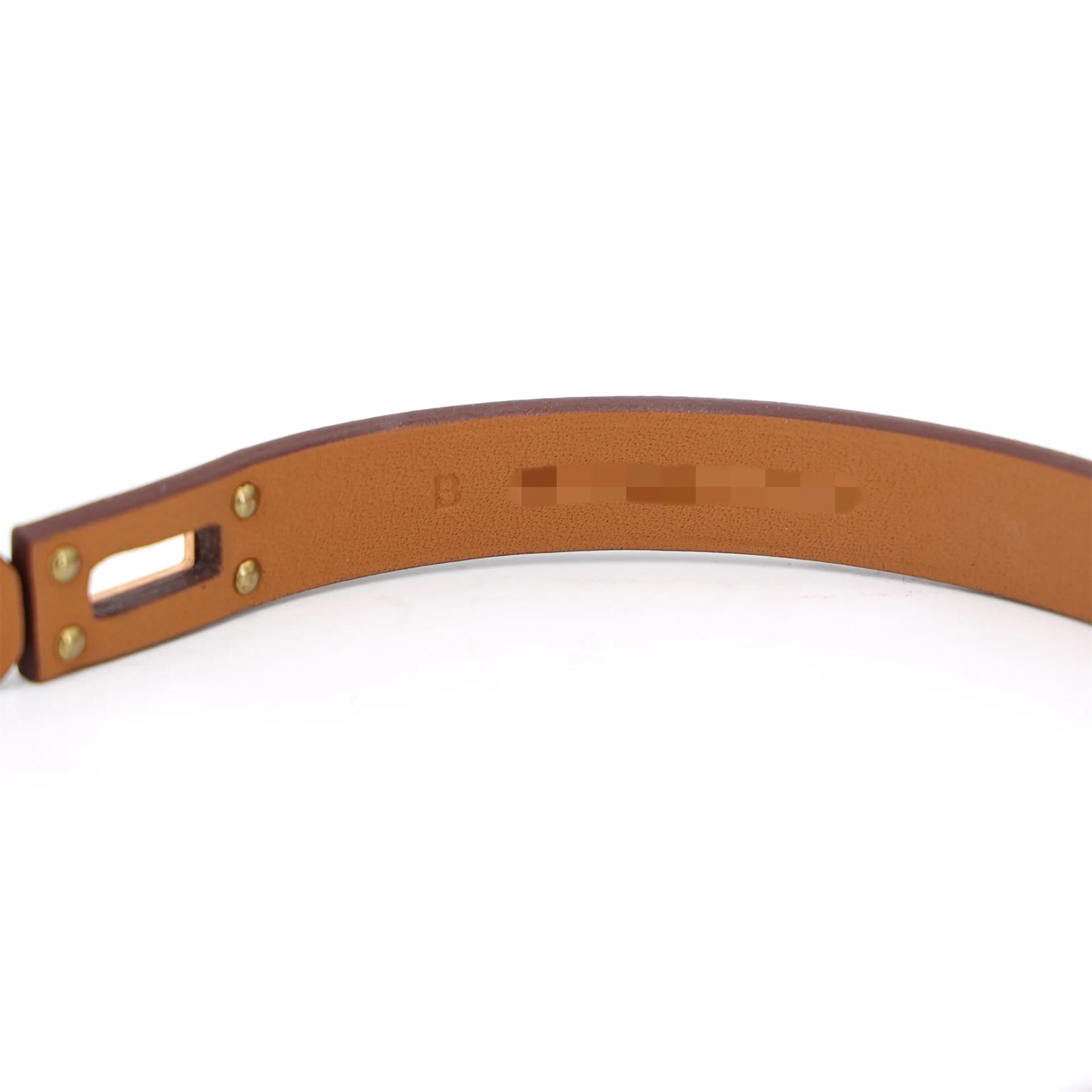 Very Good ( Rank A) HERMÈS Mini Kelly Double Tour bracelet T3 Gold (37) Swift Rose Gold hardware B (2023) - 8
