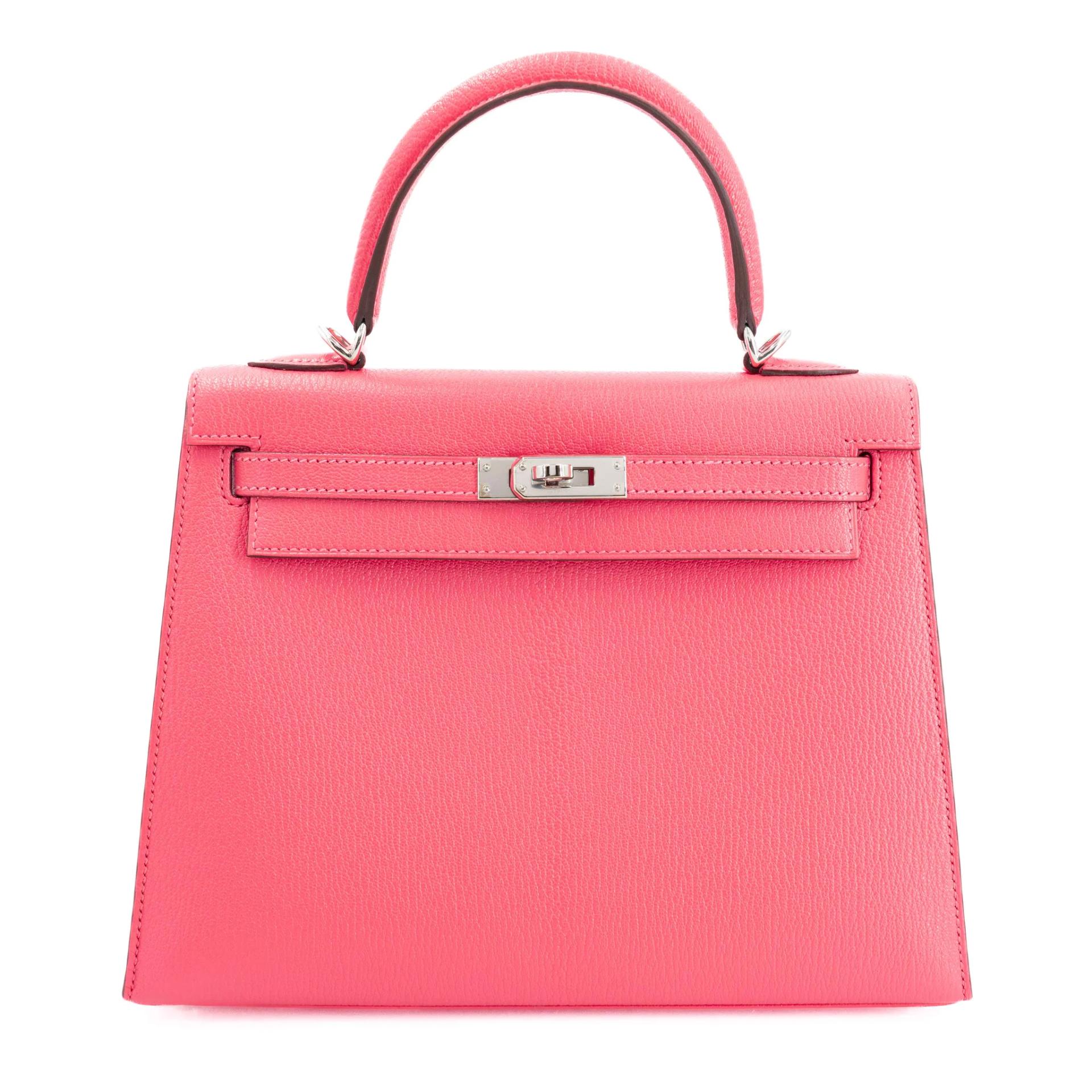 Unused ( Rank NS ) HERMÈS Kelly 25 Sellier Rose Lipstick (U5) Chevre Palladium hardware Y (2020) - 1