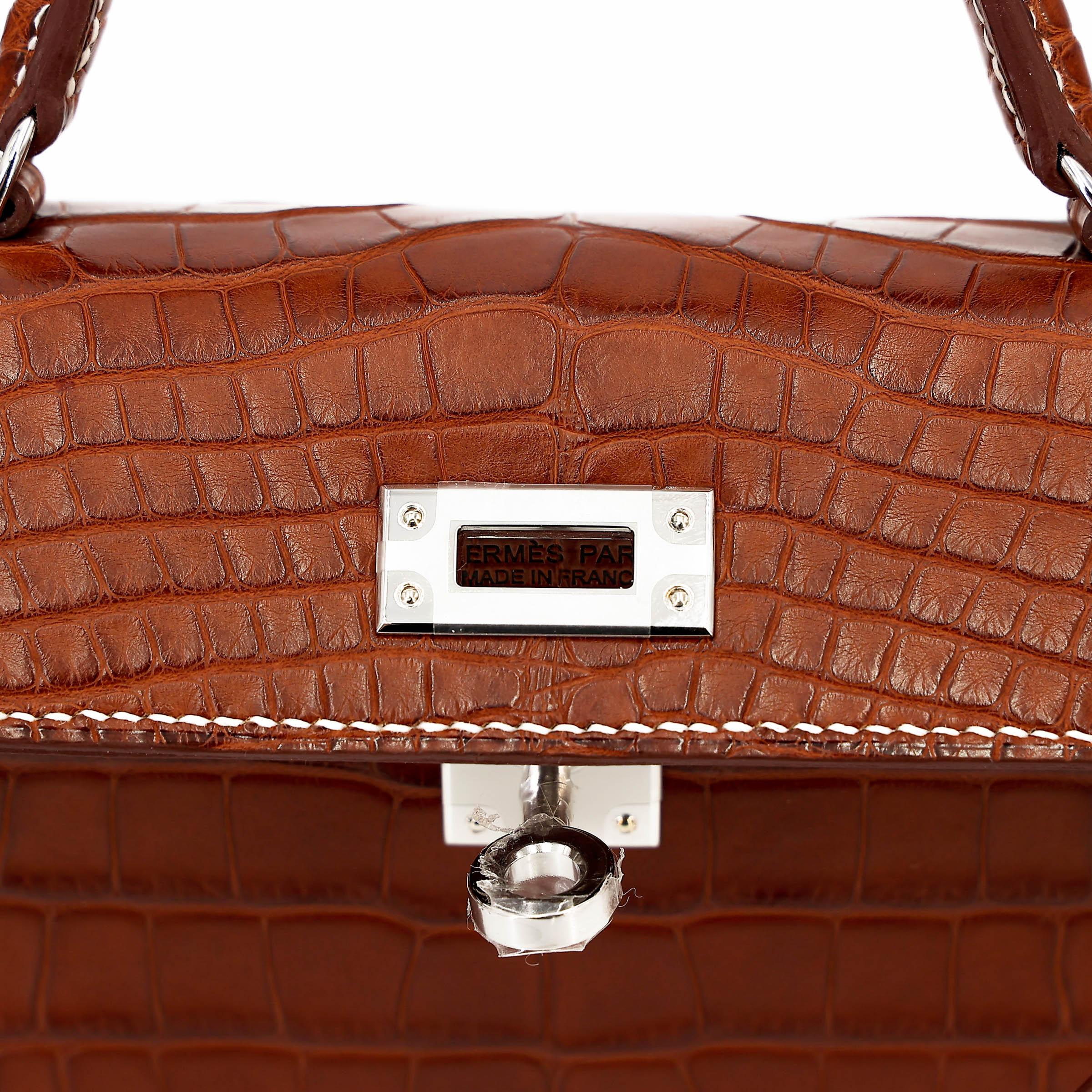 Brand New ( Rank N ) HERMÈS Mini Kelly II Fauve (34) Matte Alligator Barenia Palladium hardware K (2025) - 10