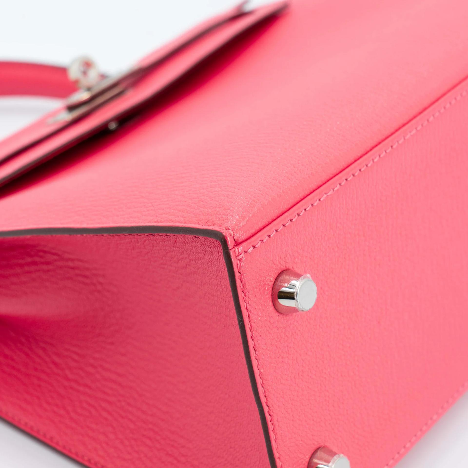 Unused ( Rank NS ) HERMÈS Kelly 25 Sellier Rose Lipstick (U5) Chevre Palladium hardware Y (2020) - 12