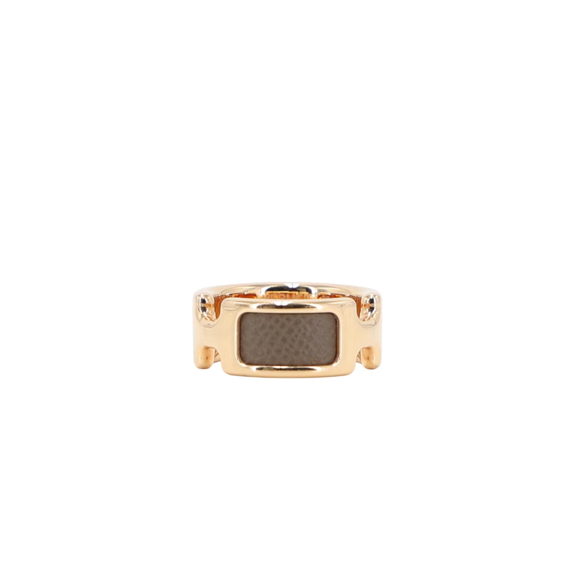 A美品 HERMÈS 爱马仕 Olympe Ring M size 18 大象灰 Etoupe Madame皮 金扣 - 5