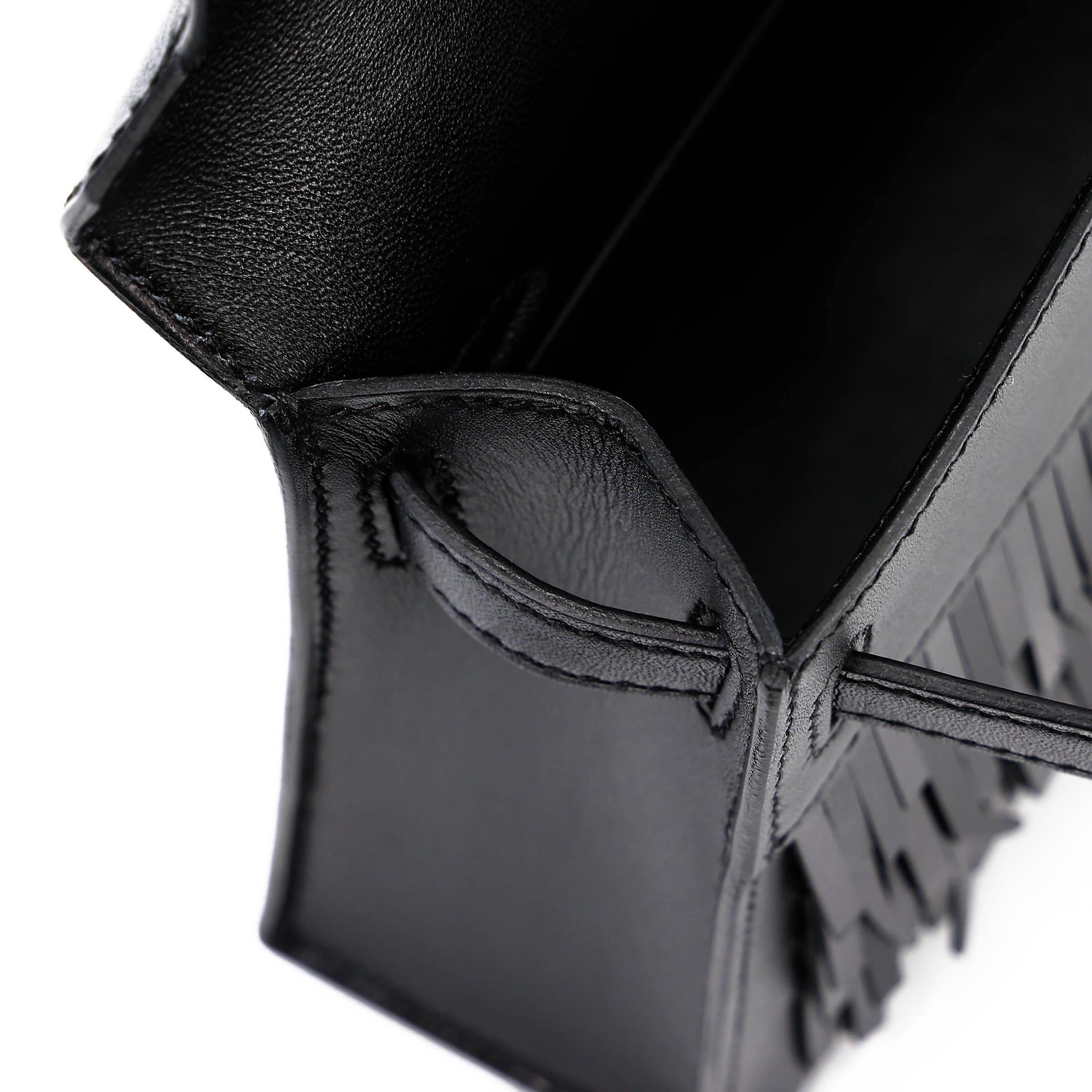 全新 HERMÈS 爱马仕 限量收藏款 Mini Kelly 二代 Pampilles 89 黑色 Noir (Black) Tadelakt皮 Sombrero皮 银扣 G刻 2026年 - 16
