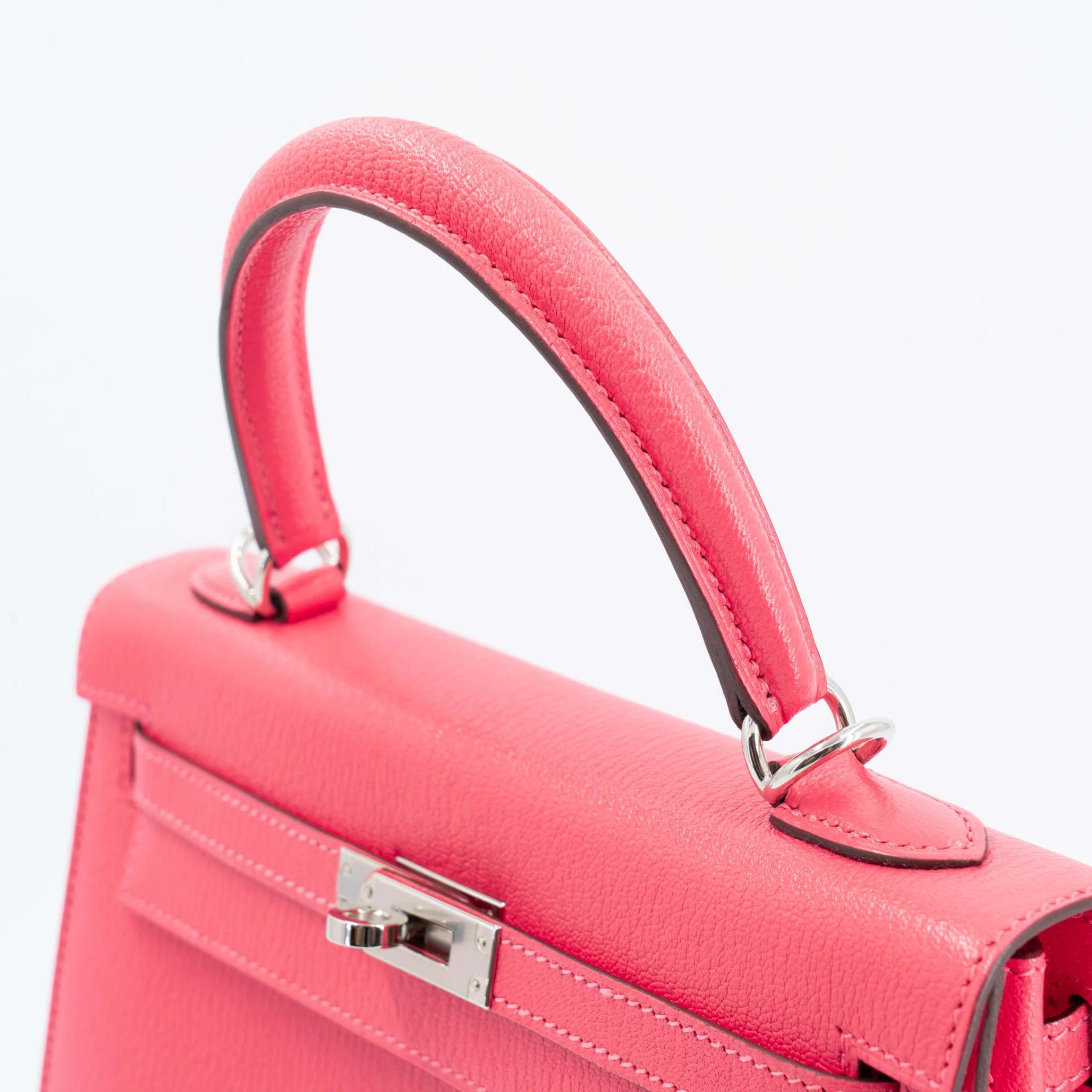 Unused ( Rank NS ) HERMÈS Kelly 25 Sellier Rose Lipstick (U5) Chevre Palladium hardware Y (2020) - 3