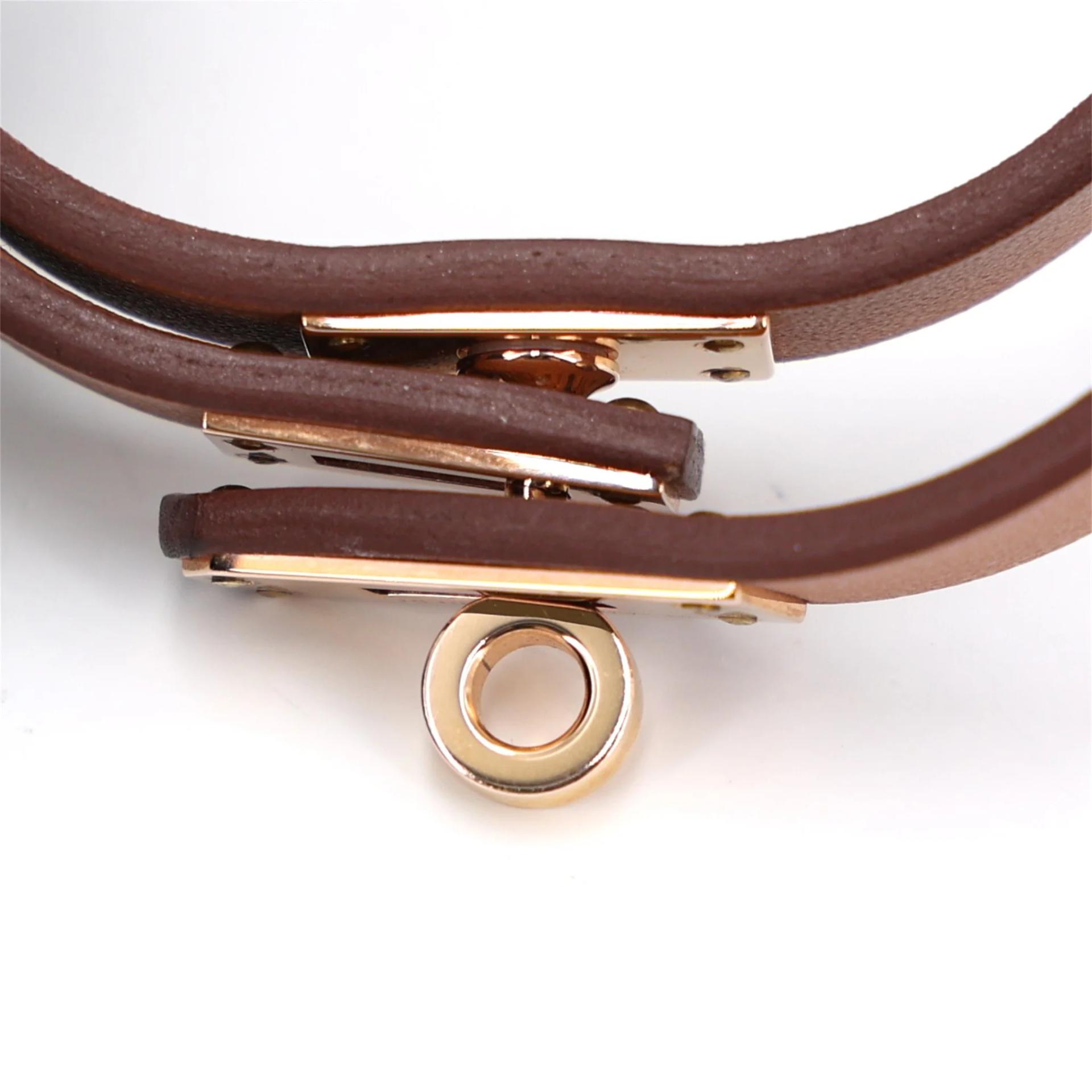 Very Good ( Rank A) HERMÈS Mini Kelly Double Tour bracelet T3 Gold (37) Swift Rose Gold hardware B (2023) - 5