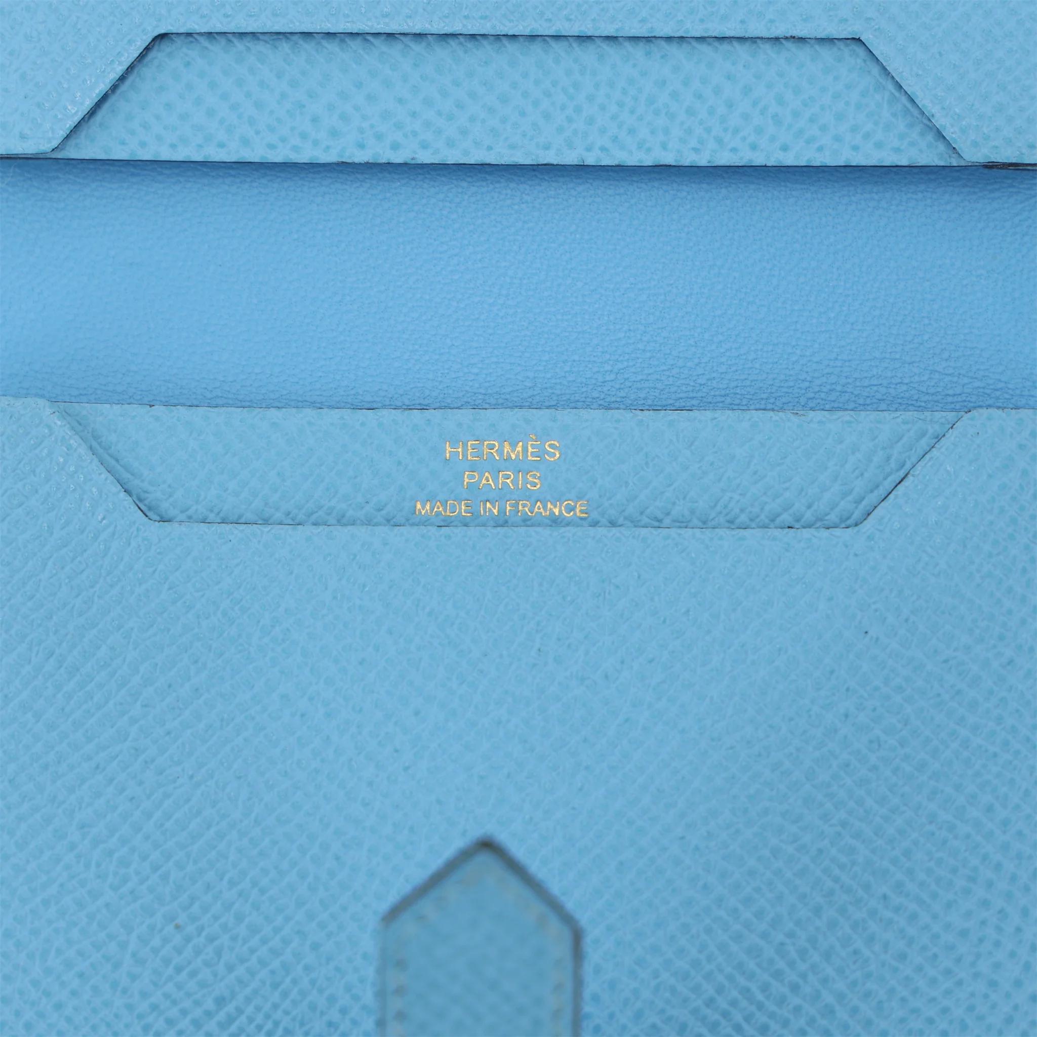 Very Good ( Rank A) HERMÈS Bearn Compact wallet Celeste (7N) Epsom Gold hardware B (2023) - 10
