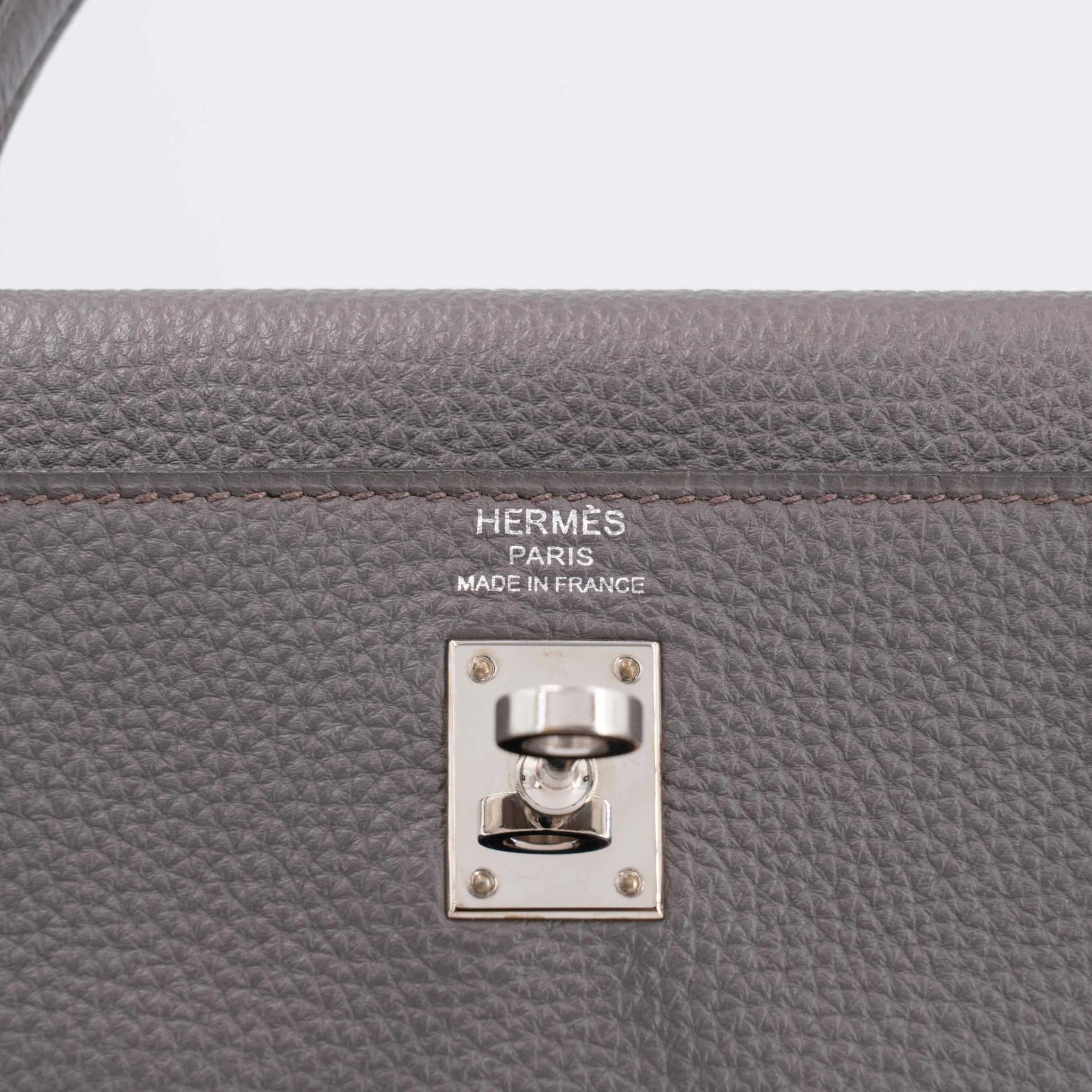 ランク A HERMÈS エルメス ケリー25 エタン (8F) トゴ シルバー金具 C刻印 (2018) - 14