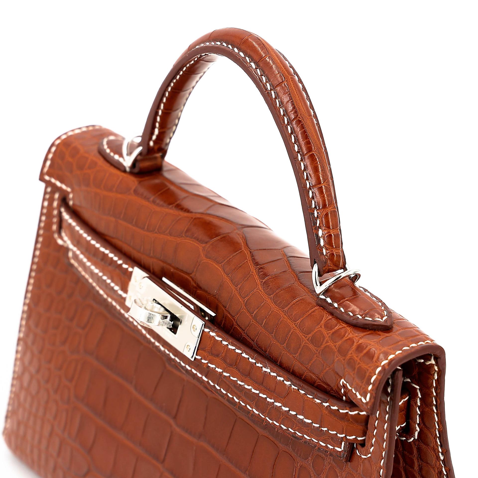 ランク N 新品 HERMÈS エルメス ミニケリー2 フォーブ (34) クロコダイル アリゲーター マット バレニア シルバー金具 K刻印 (2025) - 3