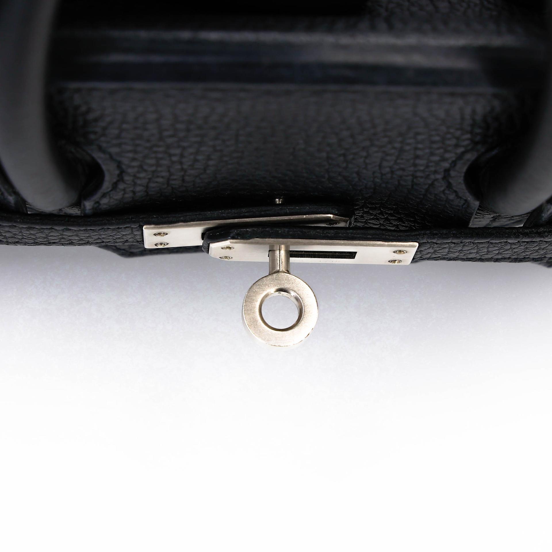Very Good ( Rank A) HERMÈS Special Order Birkin 25 HSS Verso Noir (89) Bleu Saphir (73) Togo Brushed Palladium Z (2021) - 9