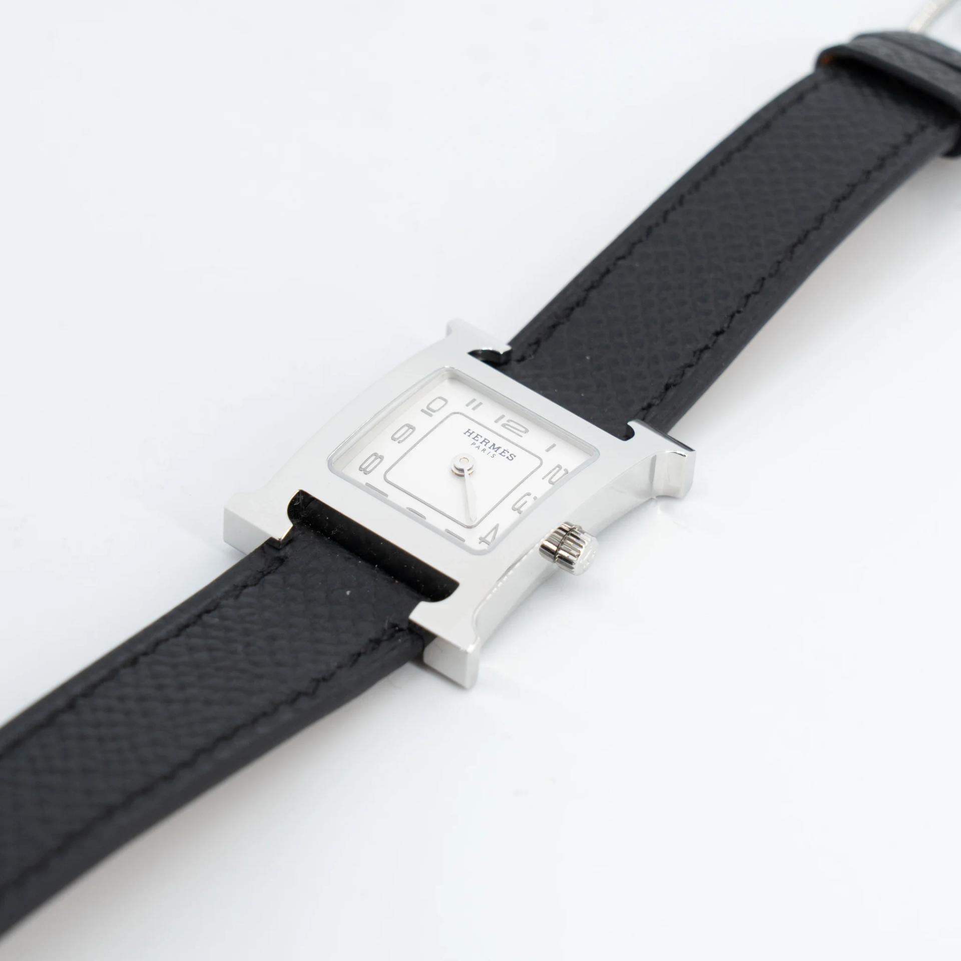全新 HERMÈS 愛馬仕 Heure H 腕錶 21mm 89 黑色 Noir (Black) Epsom 皮 銀扣 - 4