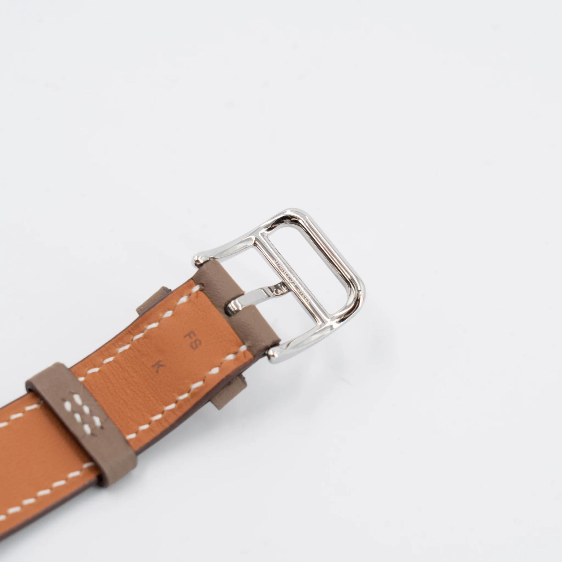 全新 HERMÈS 愛馬仕 Heure H 腕錶 21mm 18 大象灰 Etoupe Swift 皮 銀扣 - 12