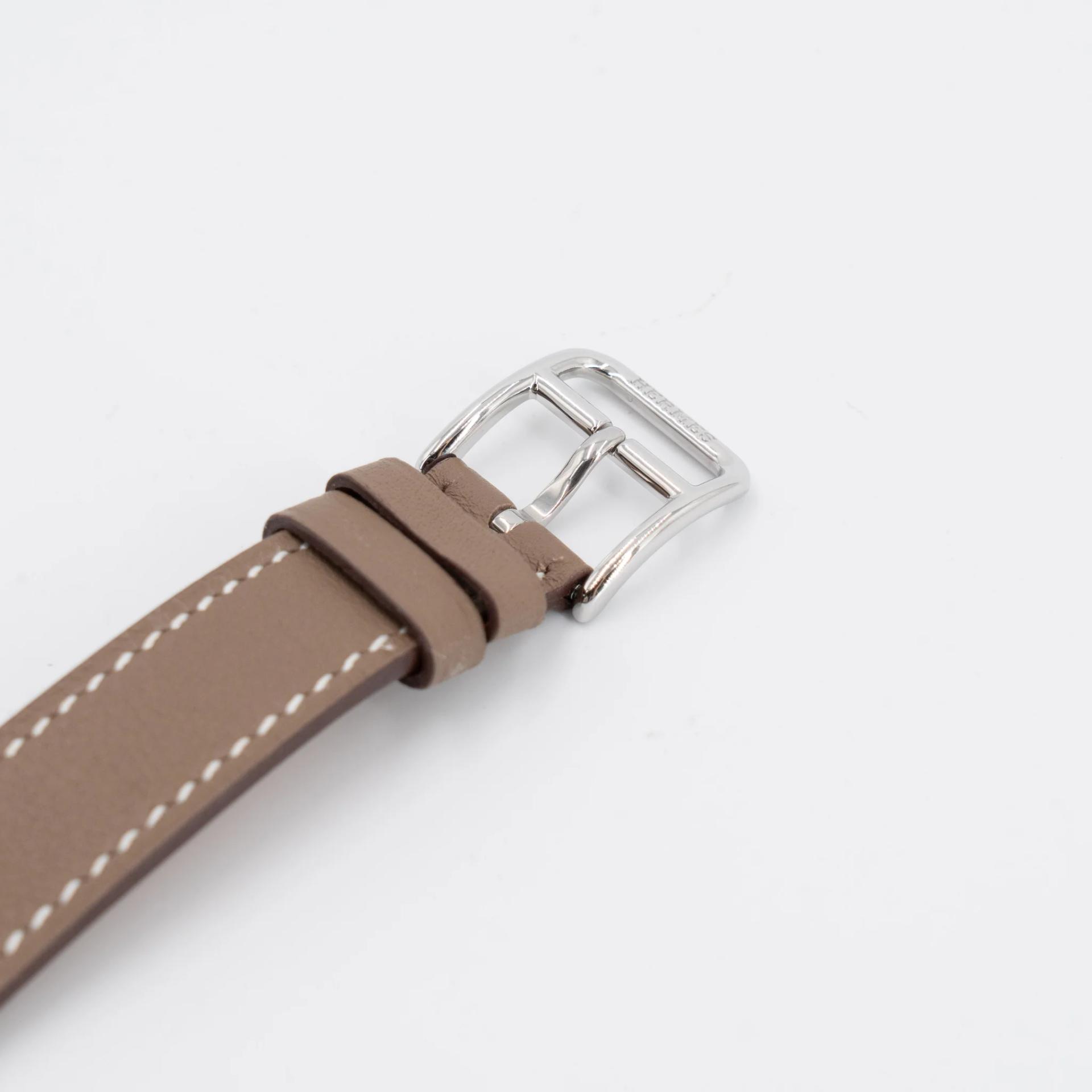 全新 HERMÈS 愛馬仕 Heure H 腕錶 21mm 18 大象灰 Etoupe Swift 皮 銀扣 - 9