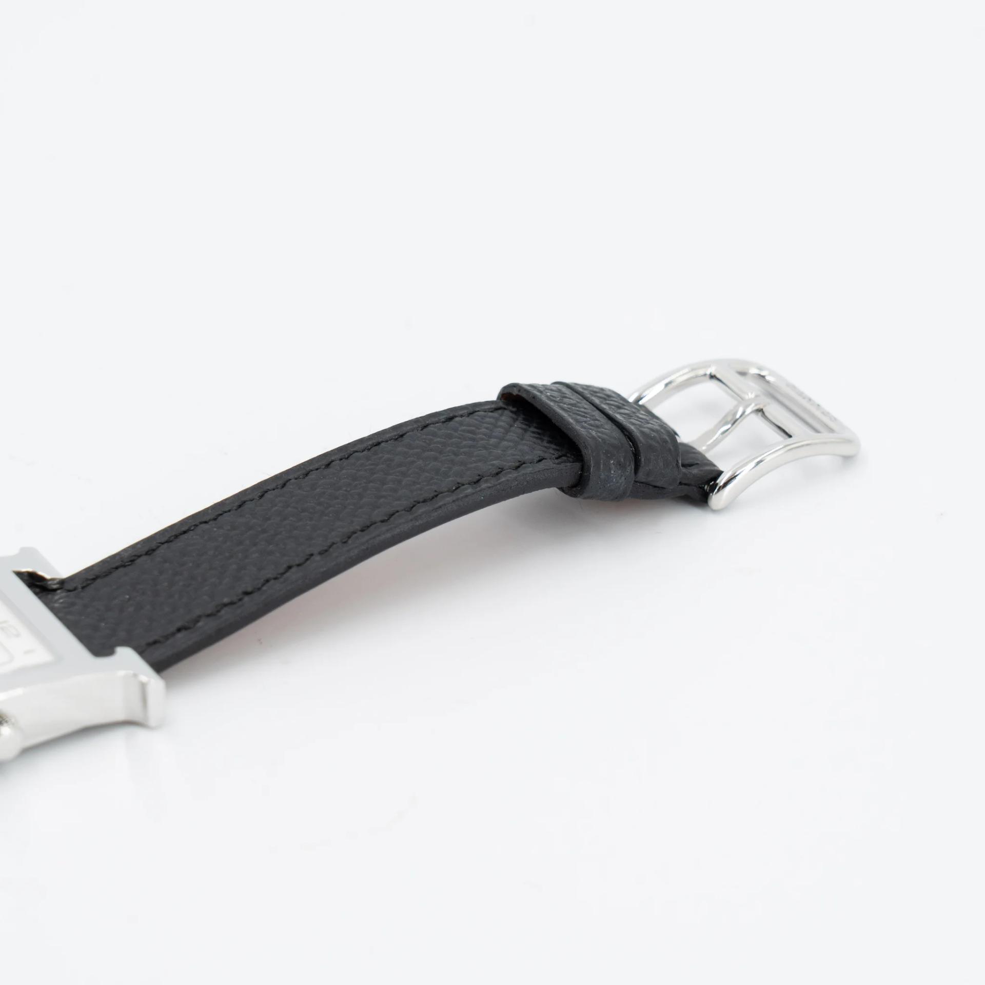 全新 HERMÈS 愛馬仕 Heure H 腕錶 21mm 89 黑色 Noir (Black) Epsom 皮 銀扣 - 8