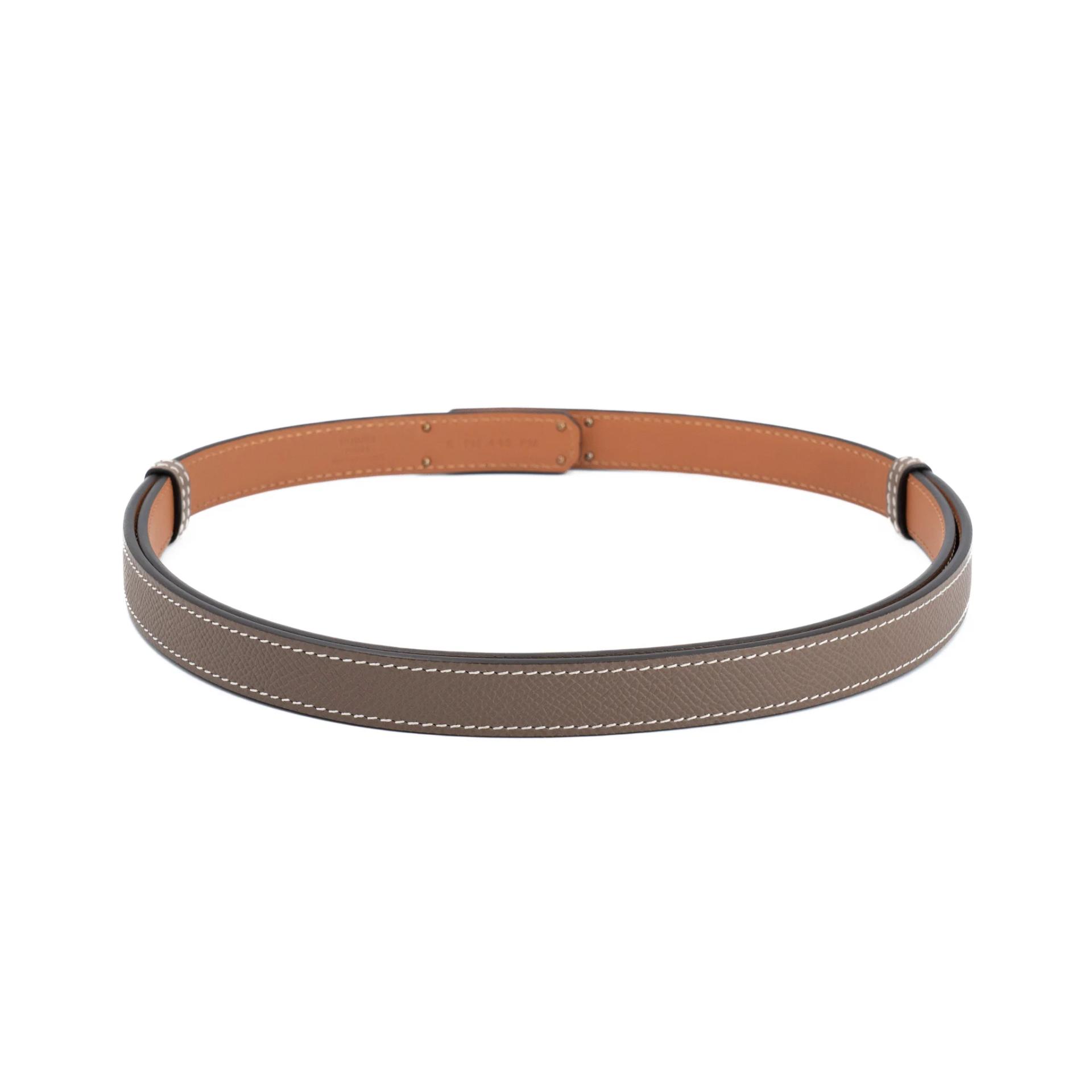 全新 HERMÈS 爱马仕 Kelly 腰带 18 大象灰 Etoupe 37 金棕色 Gold Epsom 皮 玫瑰金扣 K刻 2025年 - 4