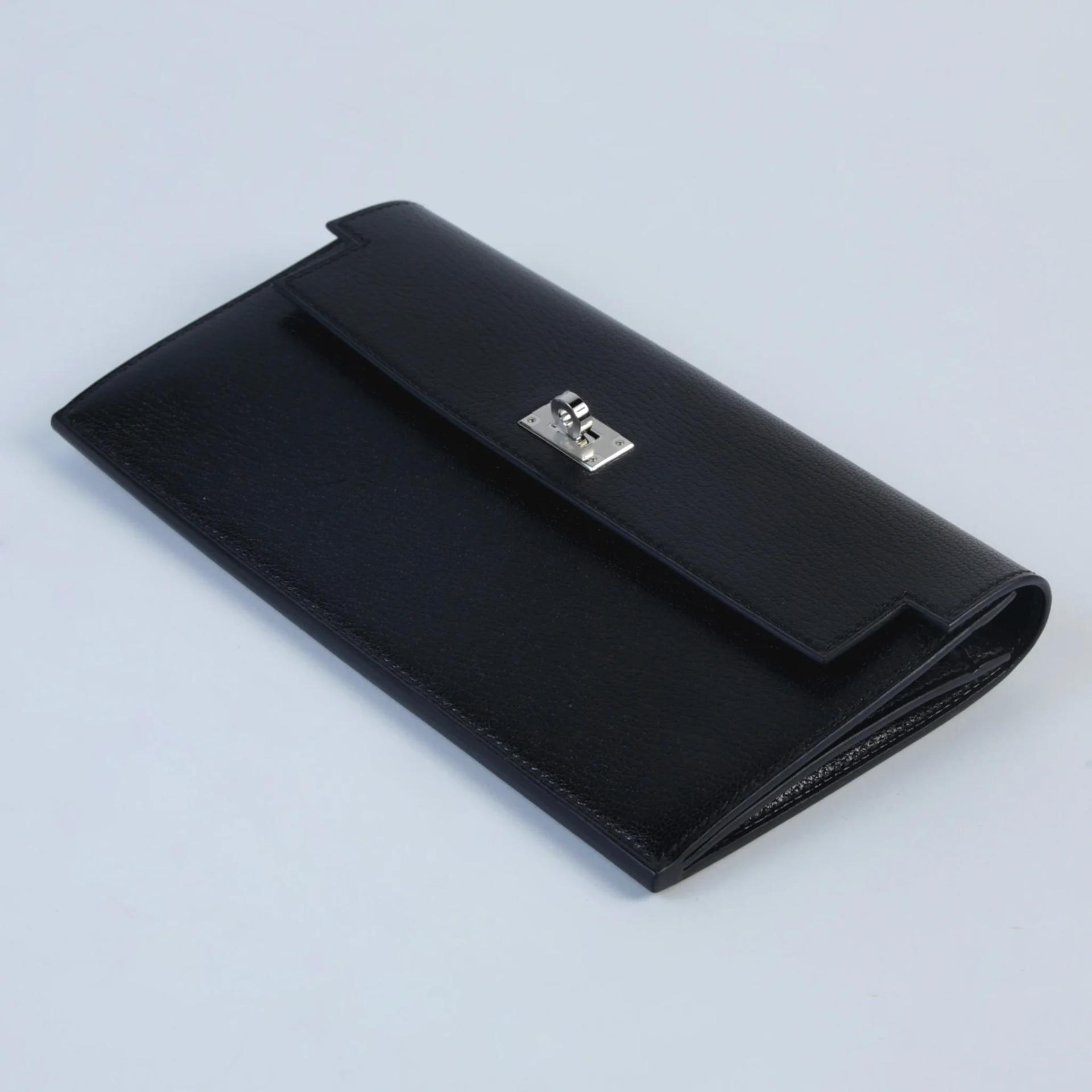 Brand New ( Rank N ) HERMÈS Kelly Pocket Long wallet Noir (89) Chamkila Palladium hardware K (2025) - 4