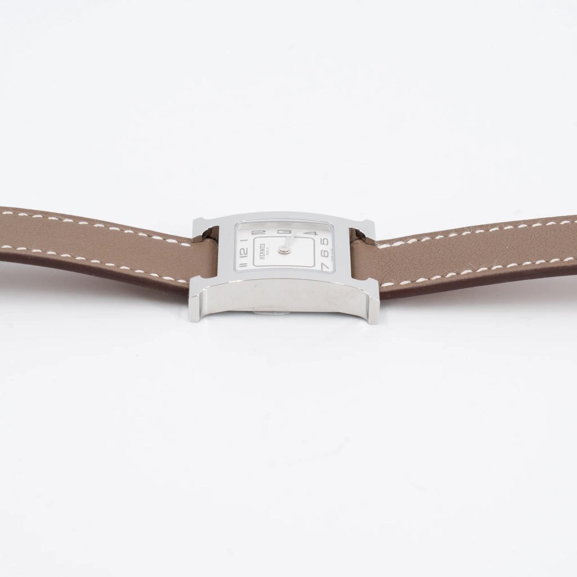 全新 HERMÈS 愛馬仕 Heure H 腕錶 21mm 18 大象灰 Etoupe Swift 皮 銀扣 - 6