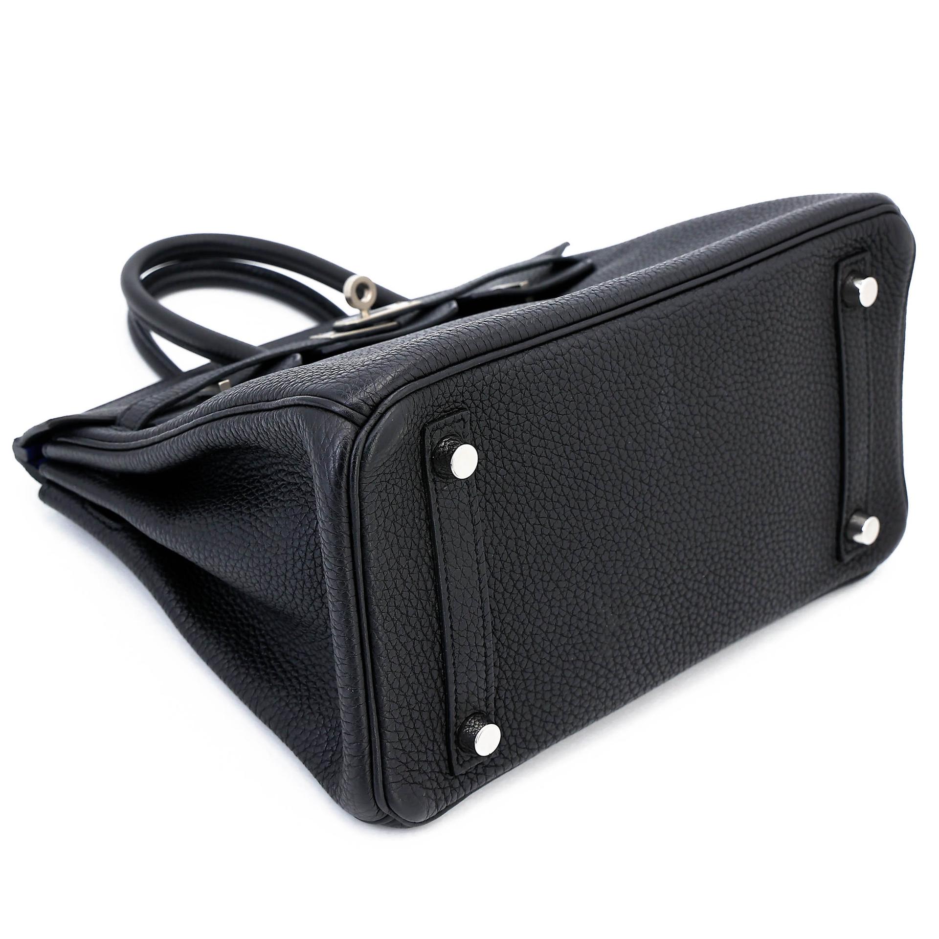Very Good ( Rank A) HERMÈS Special Order Birkin 25 HSS Verso Noir (89) Bleu Saphir (73) Togo Brushed Palladium Z (2021) - 5