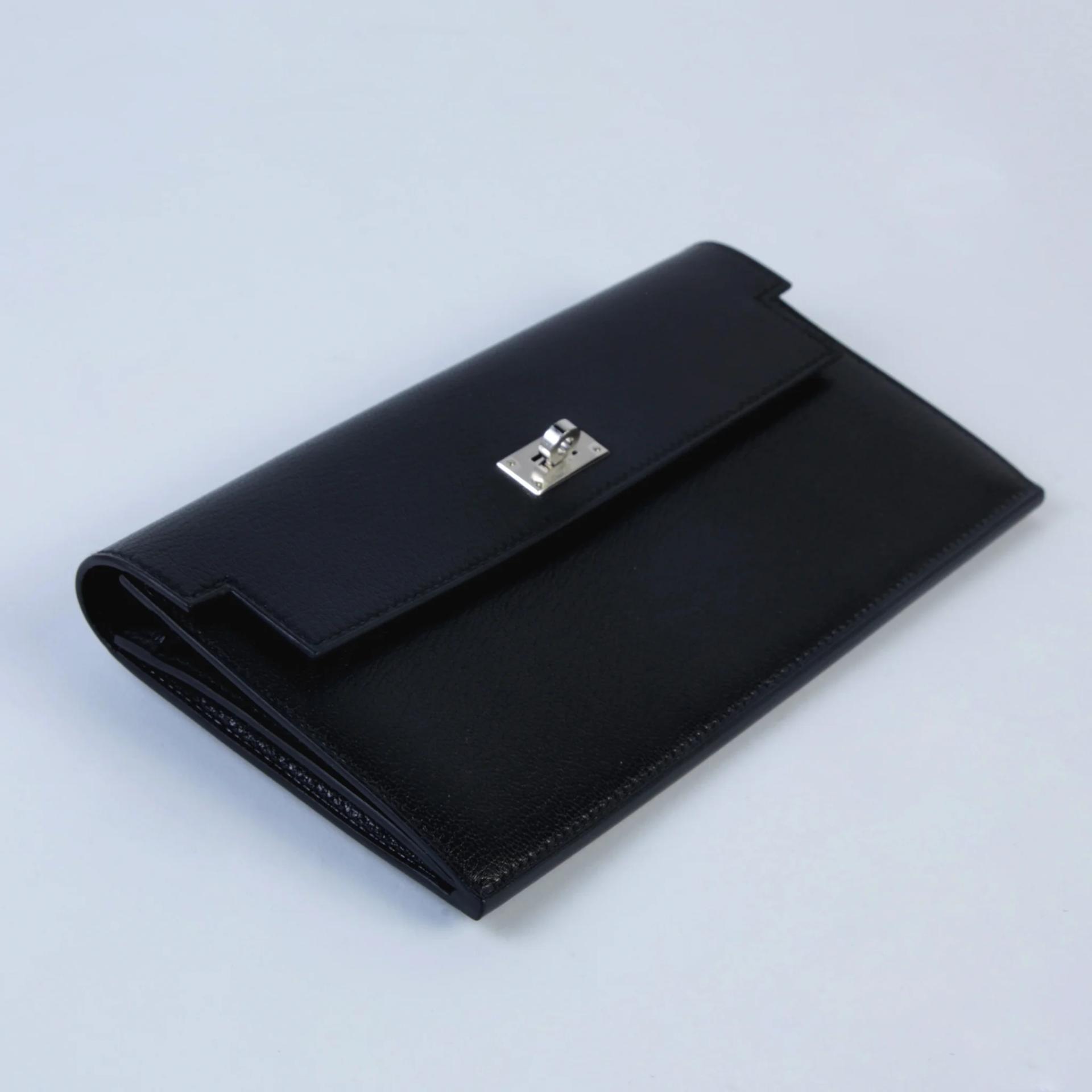 Brand New ( Rank N ) HERMÈS Kelly Pocket Long wallet Noir (89) Chamkila Palladium hardware K (2025) - 3