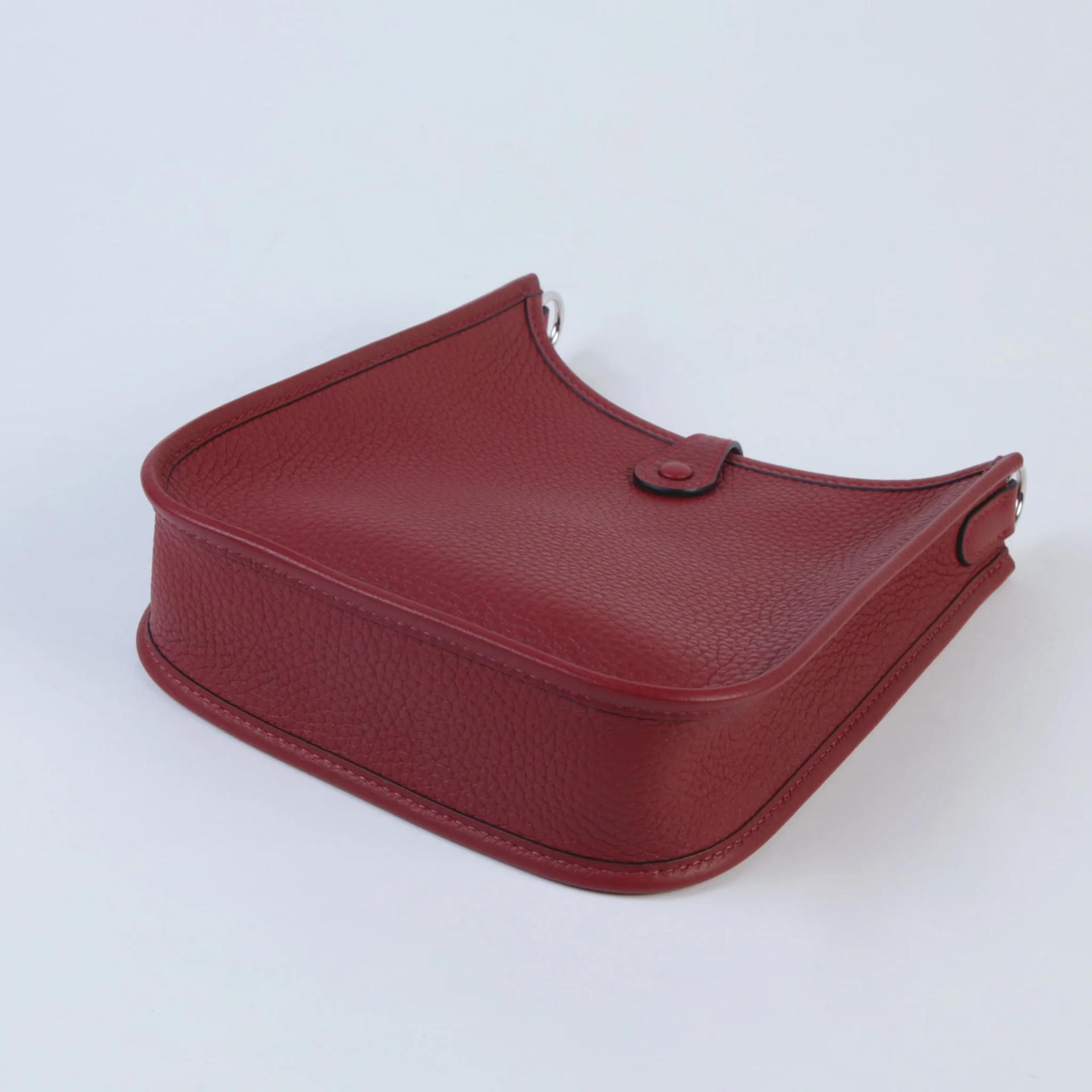 Unused ( Rank NS ) HERMÈS Mini Evelyne 16 Amazone 89cm Rouge H (55) Clemence Palladium hardware K (2025) - 6