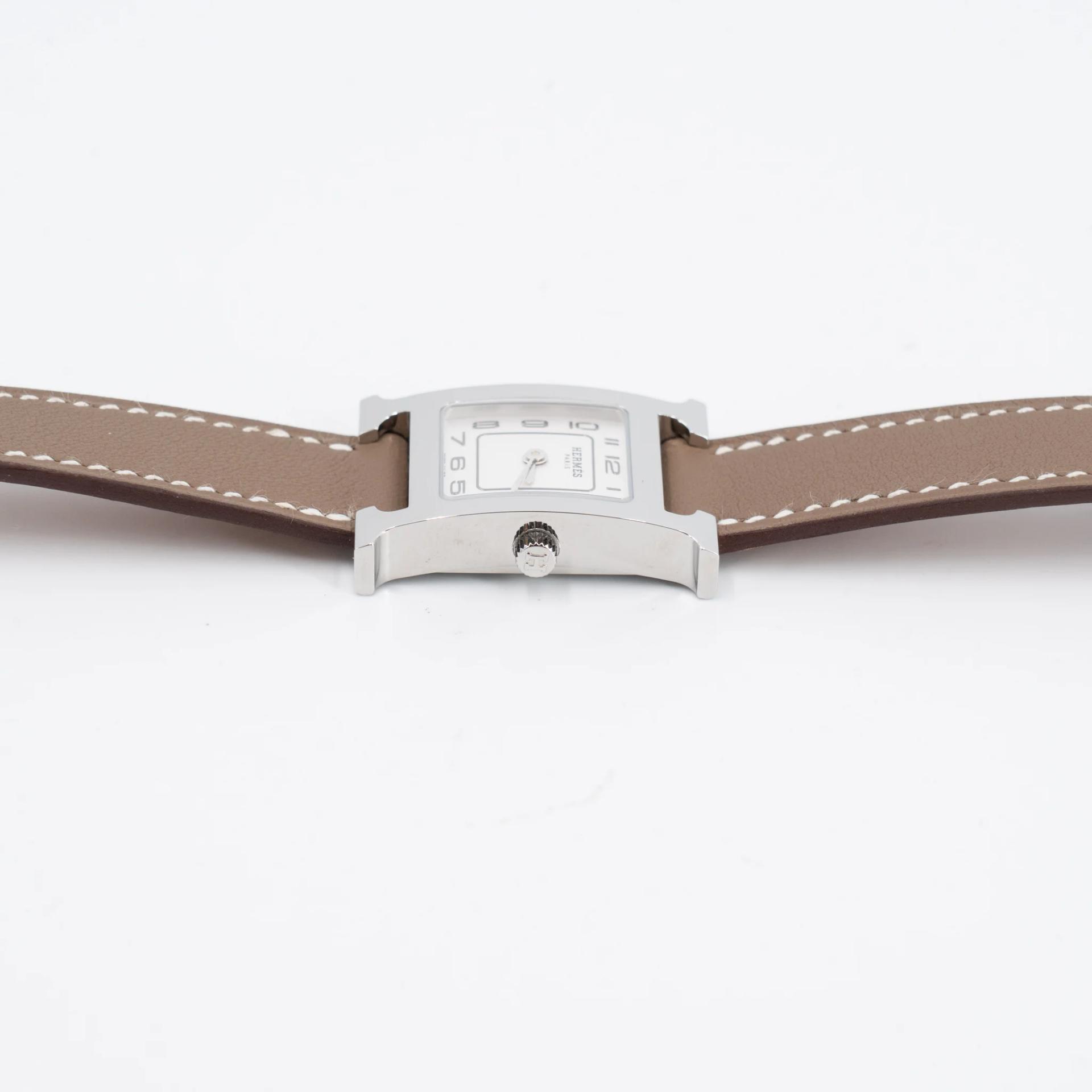 全新 HERMÈS 愛馬仕 Heure H 腕錶 21mm 18 大象灰 Etoupe Swift 皮 銀扣 - 5