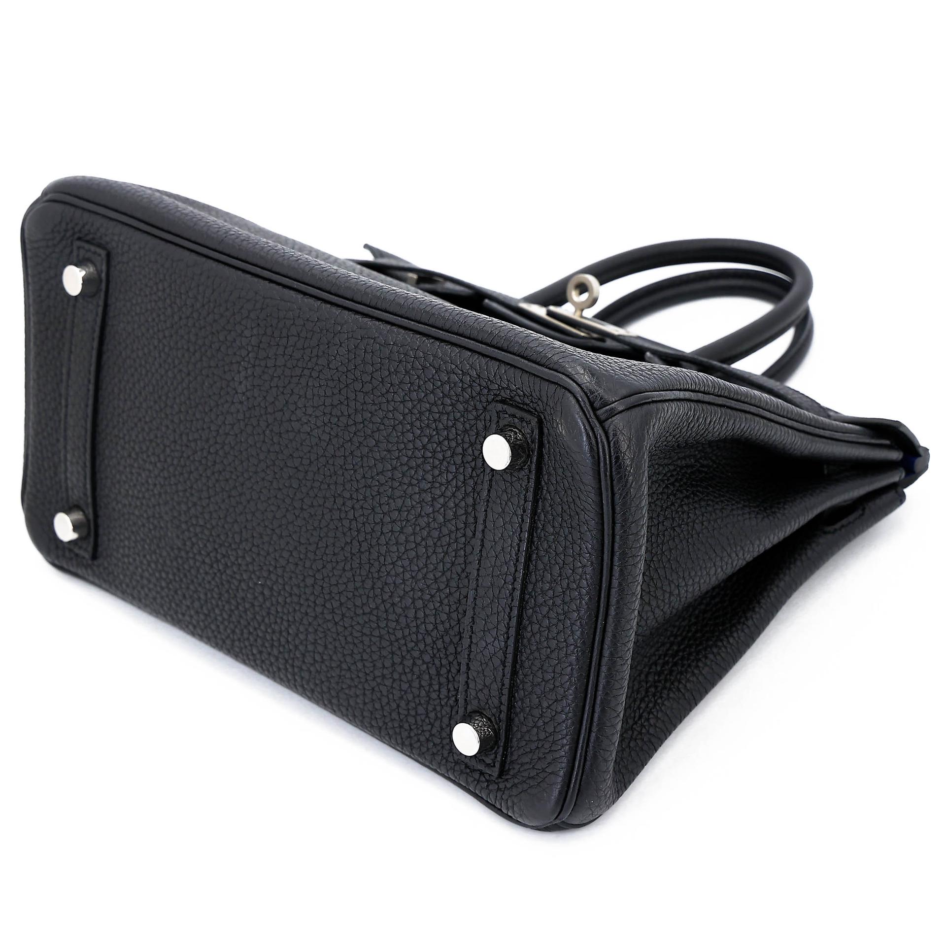 Very Good ( Rank A) HERMÈS Special Order Birkin 25 HSS Verso Noir (89) Bleu Saphir (73) Togo Brushed Palladium Z (2021) - 4
