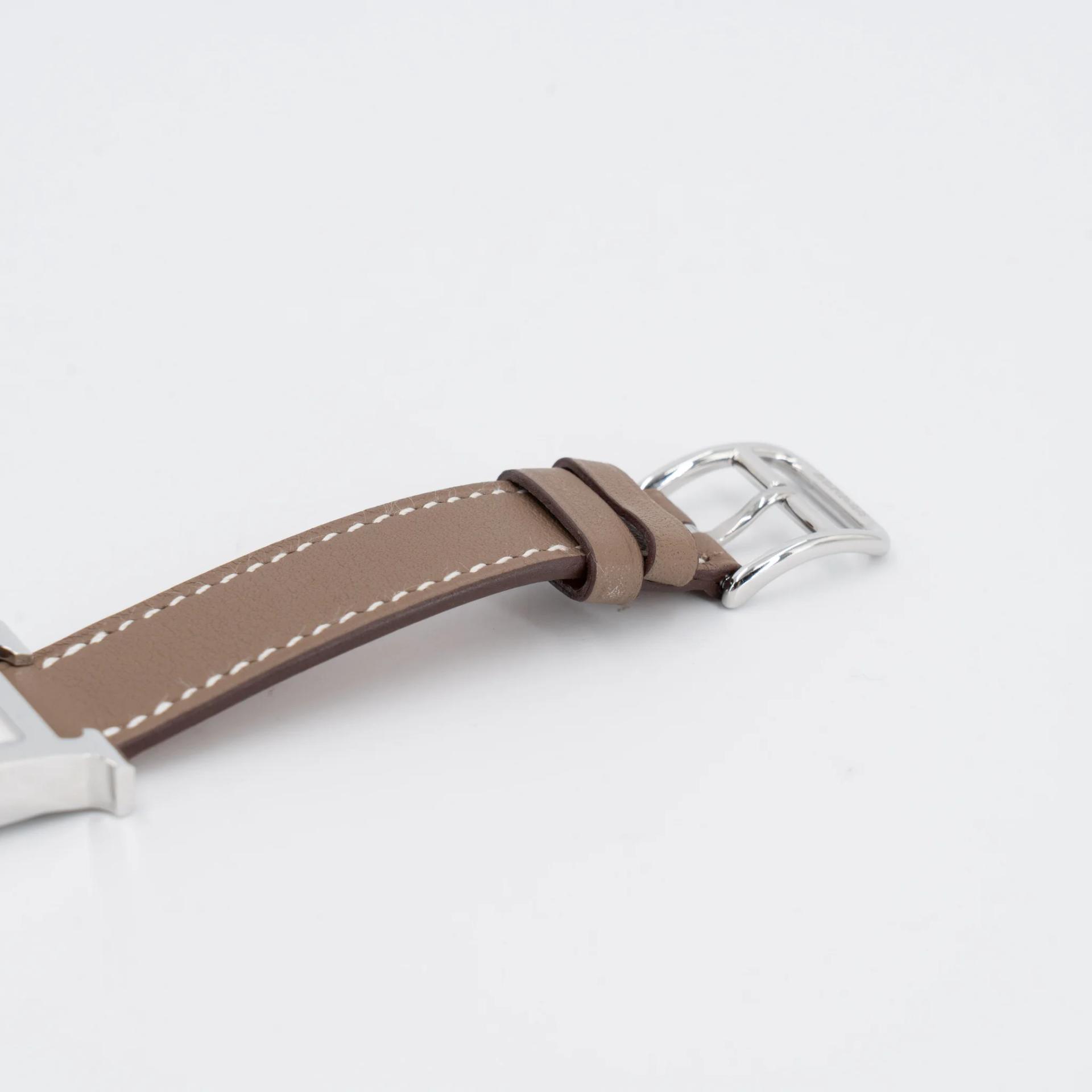 全新 HERMÈS 愛馬仕 Heure H 腕錶 21mm 18 大象灰 Etoupe Swift 皮 銀扣 - 8