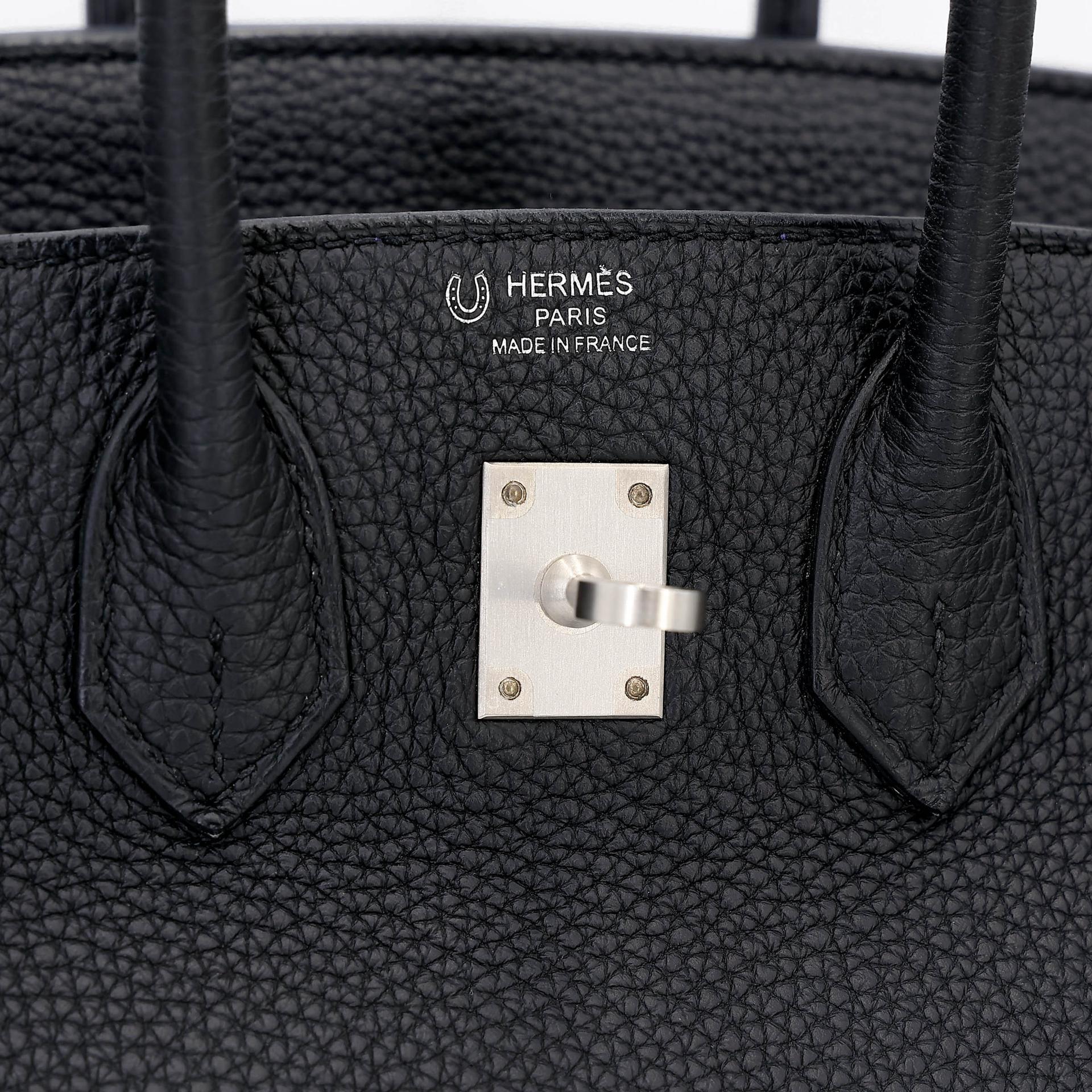 Very Good ( Rank A) HERMÈS Special Order Birkin 25 HSS Verso Noir (89) Bleu Saphir (73) Togo Brushed Palladium Z (2021) - 11