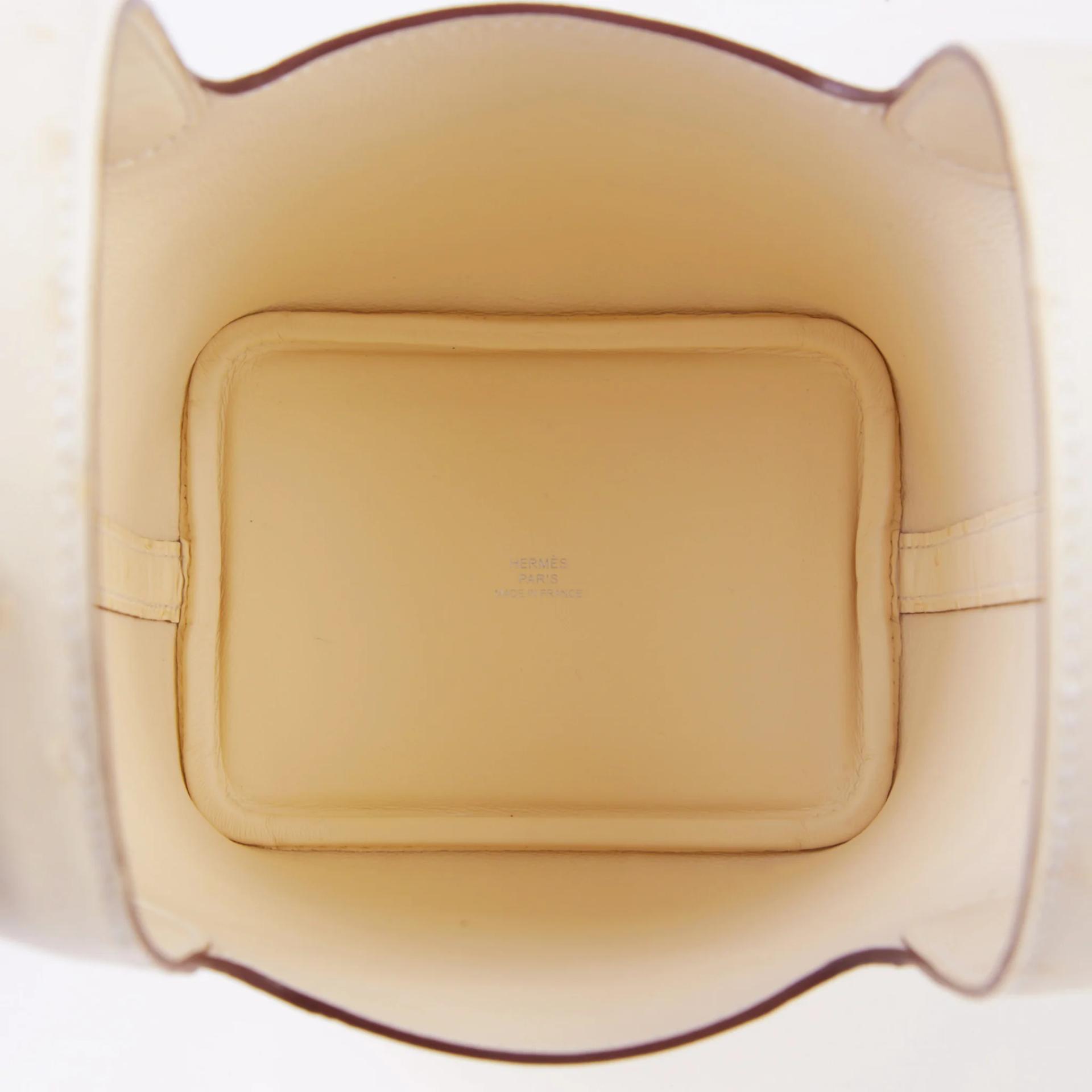 全新 HERMÈS 愛馬仕 Picotin 菜篮子 Micro 14 I2 奶油白 Nata 鴕鳥皮 銀扣 K刻 2025年 - 10