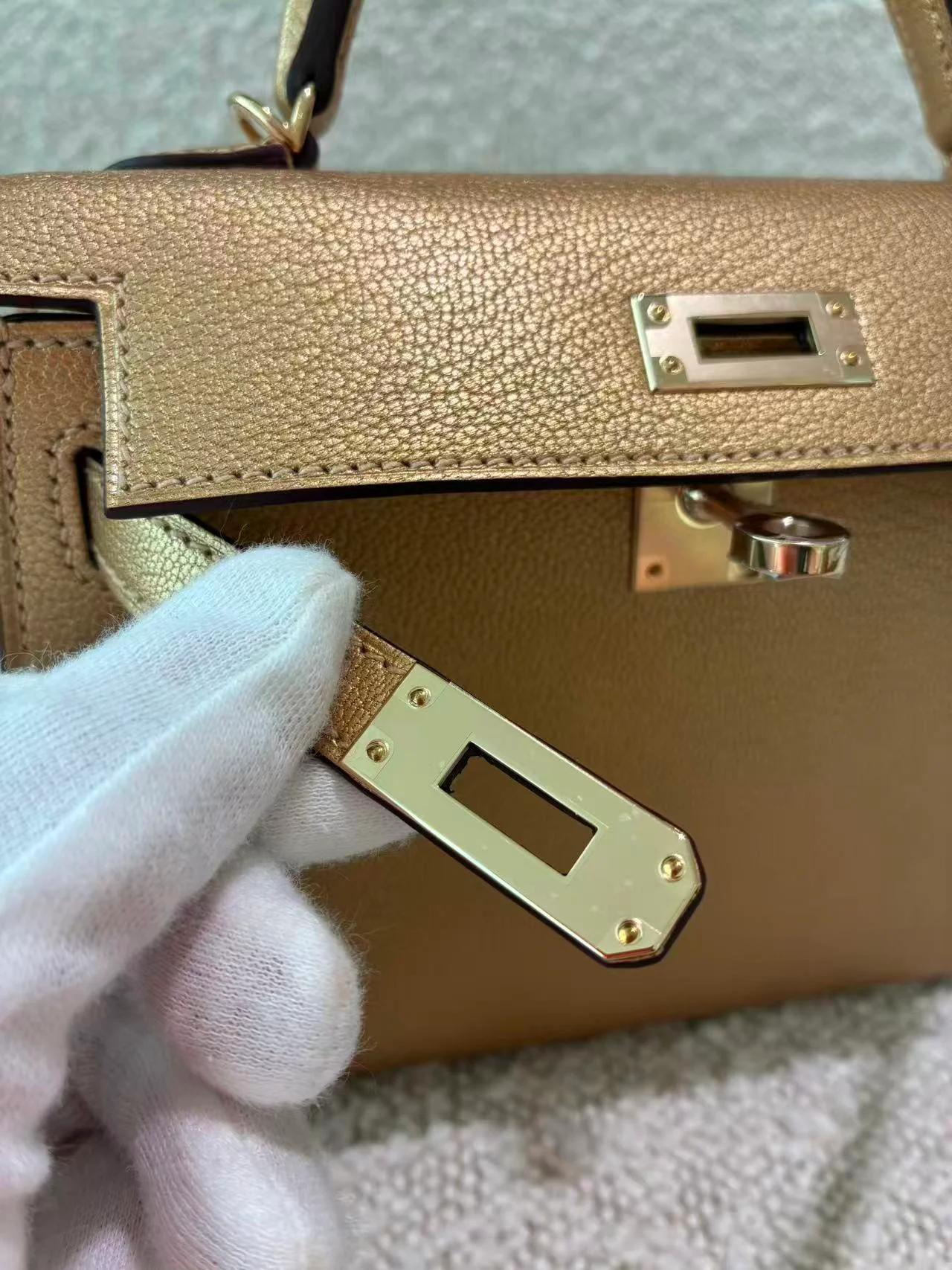 Brand New ( Rank N ) HERMÈS Mini Kelly II Dore (Y9) Chamkilight Permabrass hardware K (2025) - 9