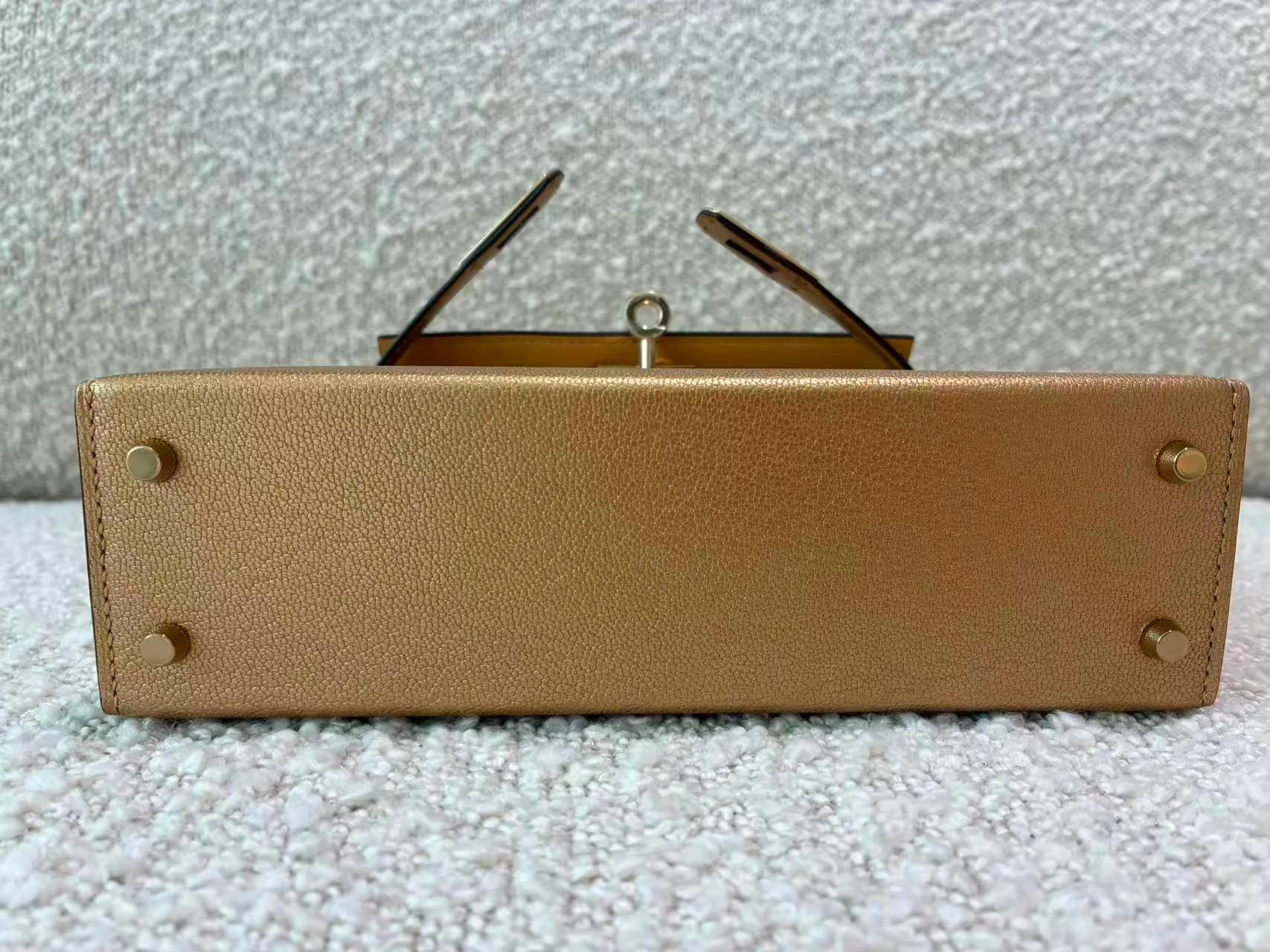 Brand New ( Rank N ) HERMÈS Mini Kelly II Dore (Y9) Chamkilight Permabrass hardware K (2025) - 7
