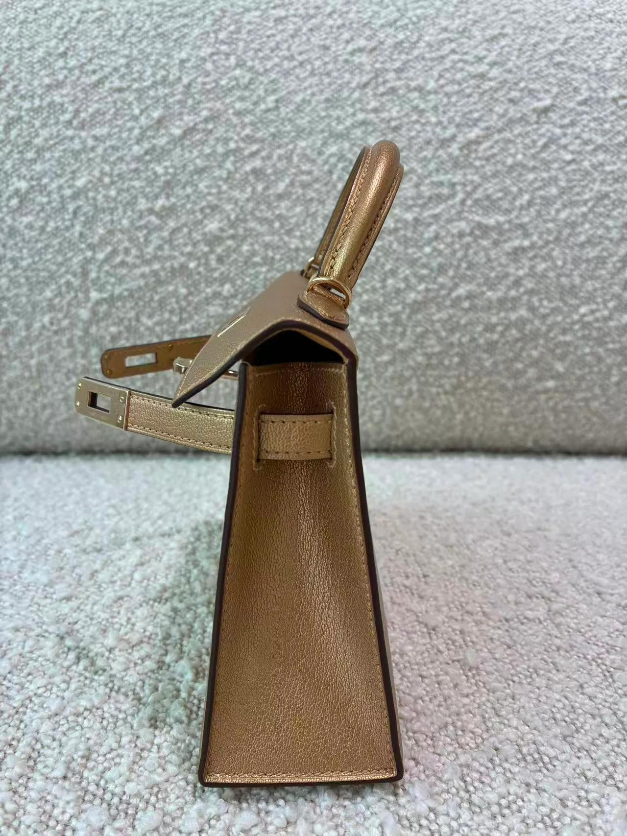 Brand New ( Rank N ) HERMÈS Mini Kelly II Dore (Y9) Chamkilight Permabrass hardware K (2025) - 5