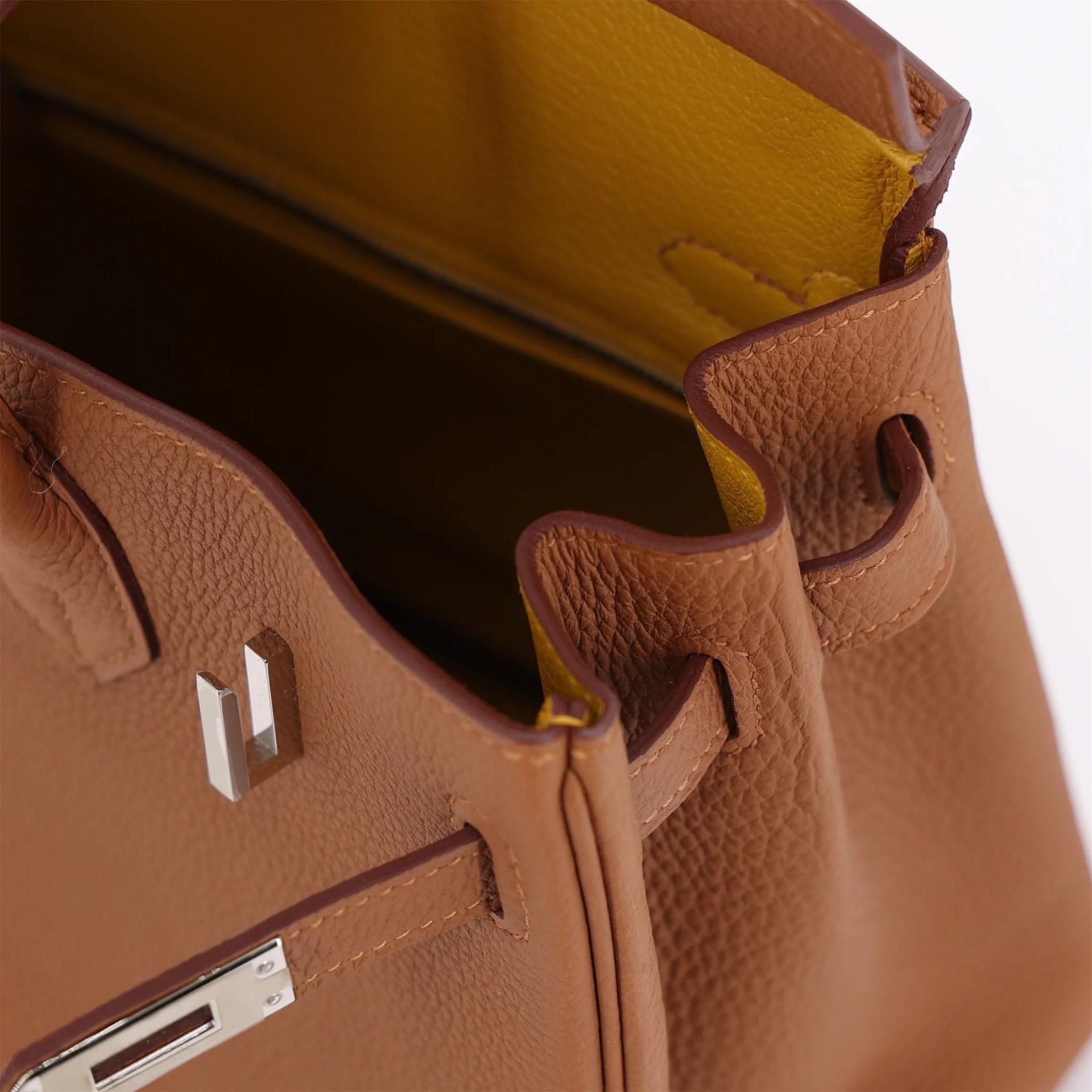 Unused ( Rank NS ) HERMÈS Limited Edition Birkin 25 Officer Gold (37) Togo Palladium hardware C (2018) - 13