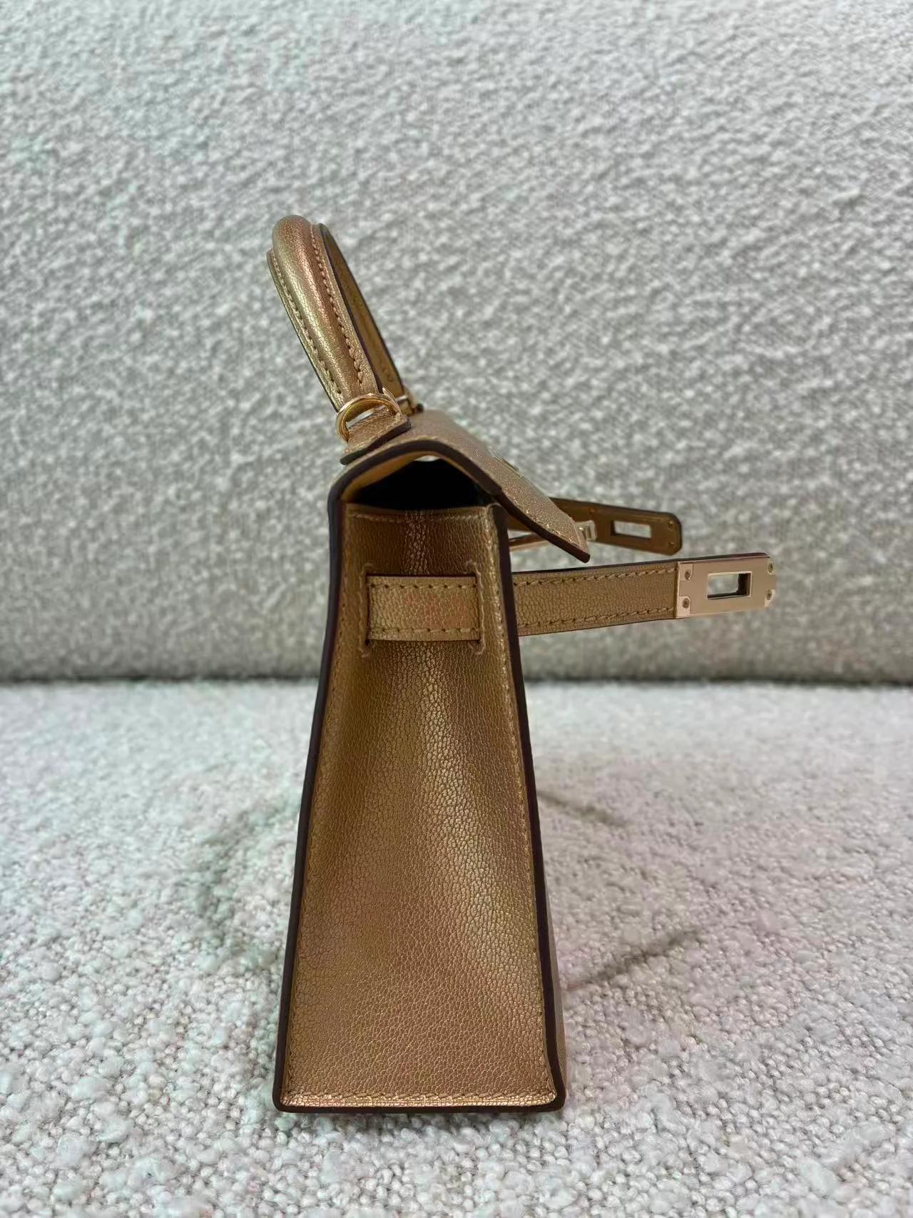 Brand New ( Rank N ) HERMÈS Mini Kelly II Dore (Y9) Chamkilight Permabrass hardware K (2025) - 20
