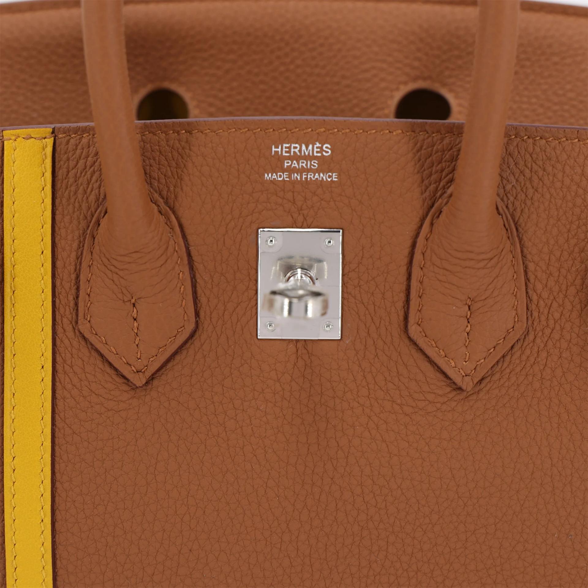 Unused ( Rank NS ) HERMÈS Limited Edition Birkin 25 Officer Gold (37) Togo Palladium hardware C (2018) - 10