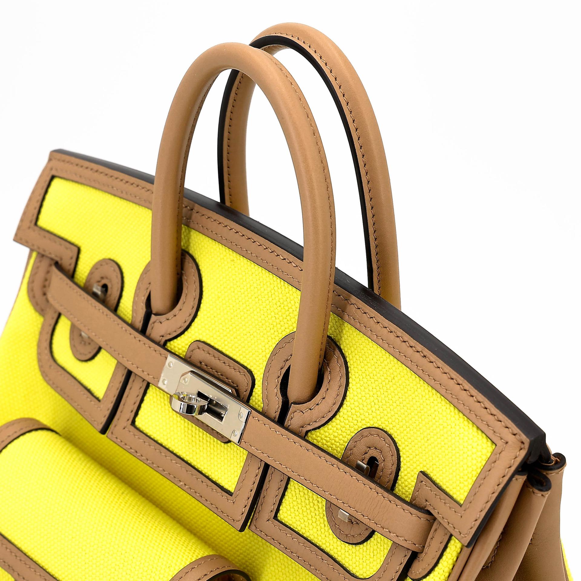ランク SA HERMÈS エルメス 限定品 バーキン25カーゴ ジョーヌシトロン (9N) チャイ(0M) トワルゴエラン スイフト シルバー金具 W刻印 (2024) - 3