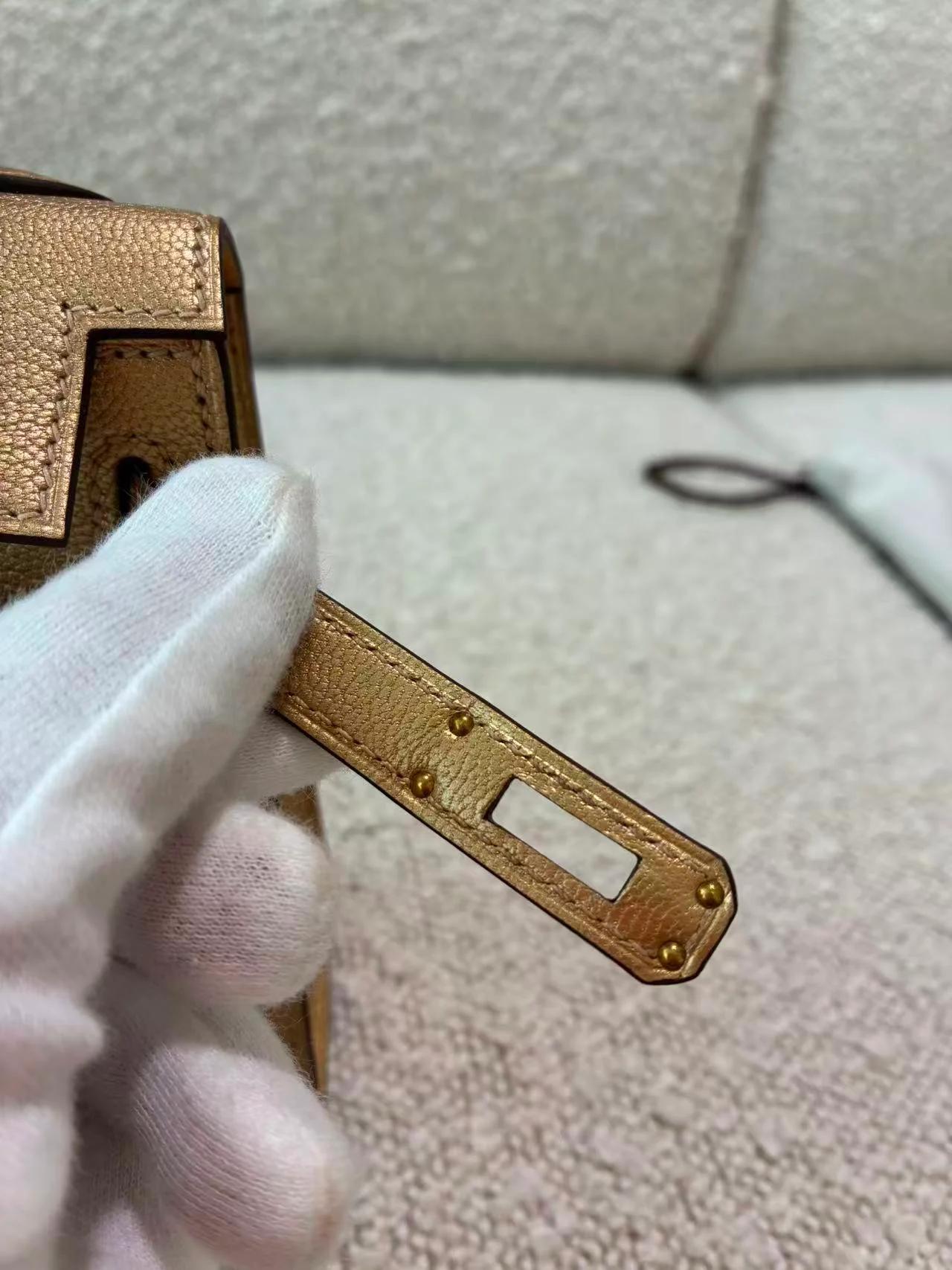 Brand New ( Rank N ) HERMÈS Mini Kelly II Dore (Y9) Chamkilight Permabrass hardware K (2025) - 12