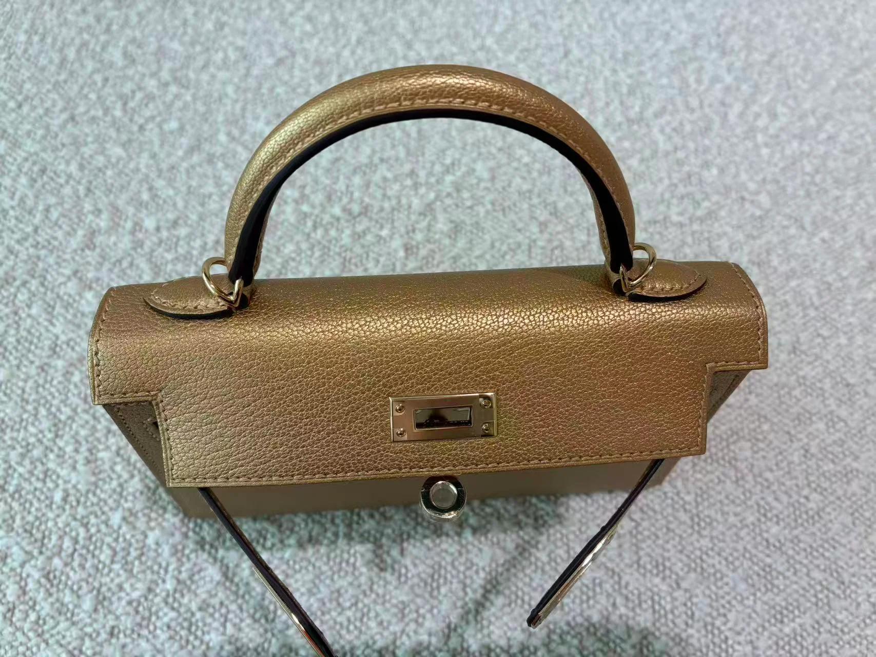 Brand New ( Rank N ) HERMÈS Mini Kelly II Dore (Y9) Chamkilight Permabrass hardware K (2025) - 8