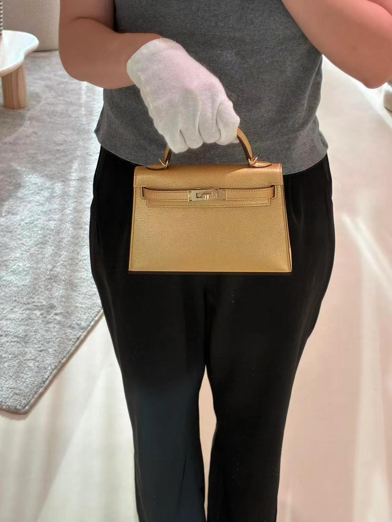 Brand New ( Rank N ) HERMÈS Mini Kelly II Dore (Y9) Chamkilight Permabrass hardware K (2025) - 3